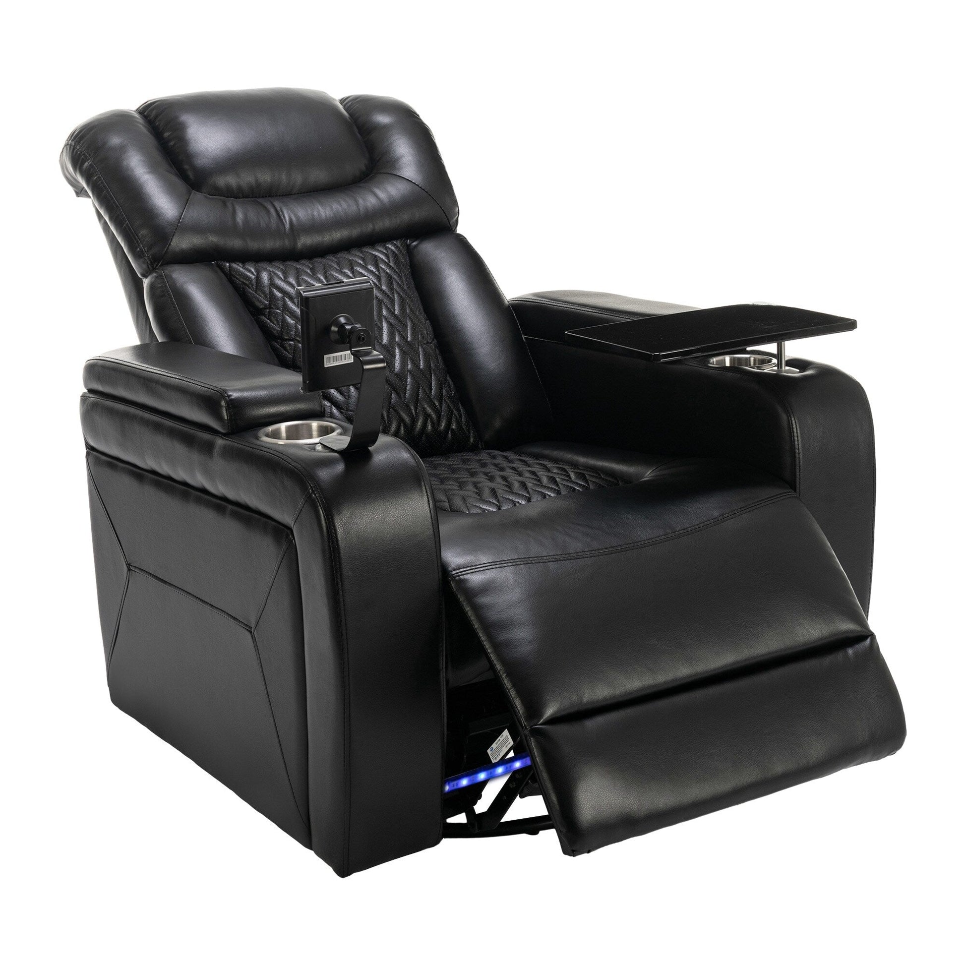 270 Degree Swivel Power Recliner Individual Seat Home Theater Recliner with Tray Table, Phone Holder, Cup Holder, USB Port