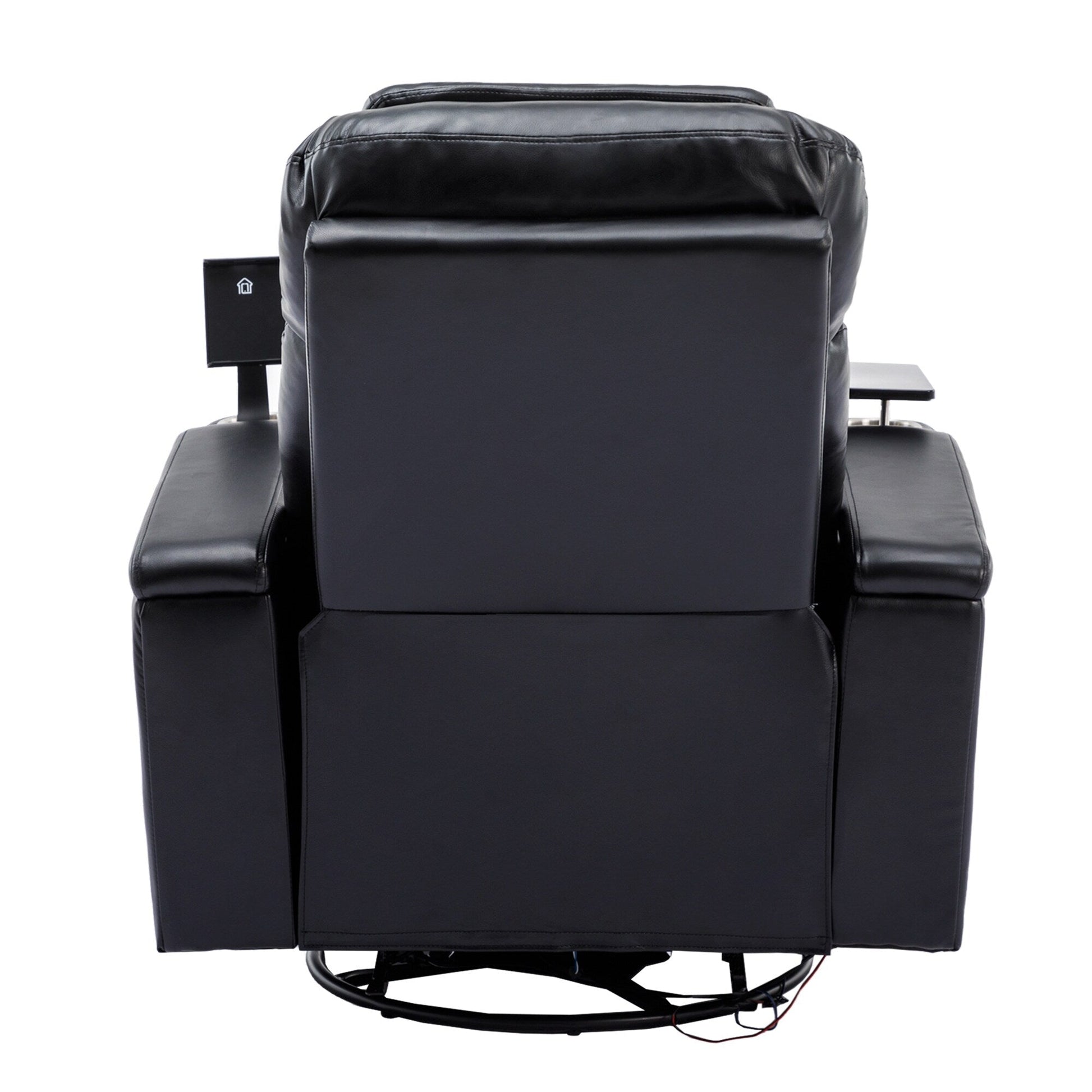 270° Power Swivel Recliner,Home Theater Seating With Hidden Arm Storage and LED Light Strip,Cup Holder
