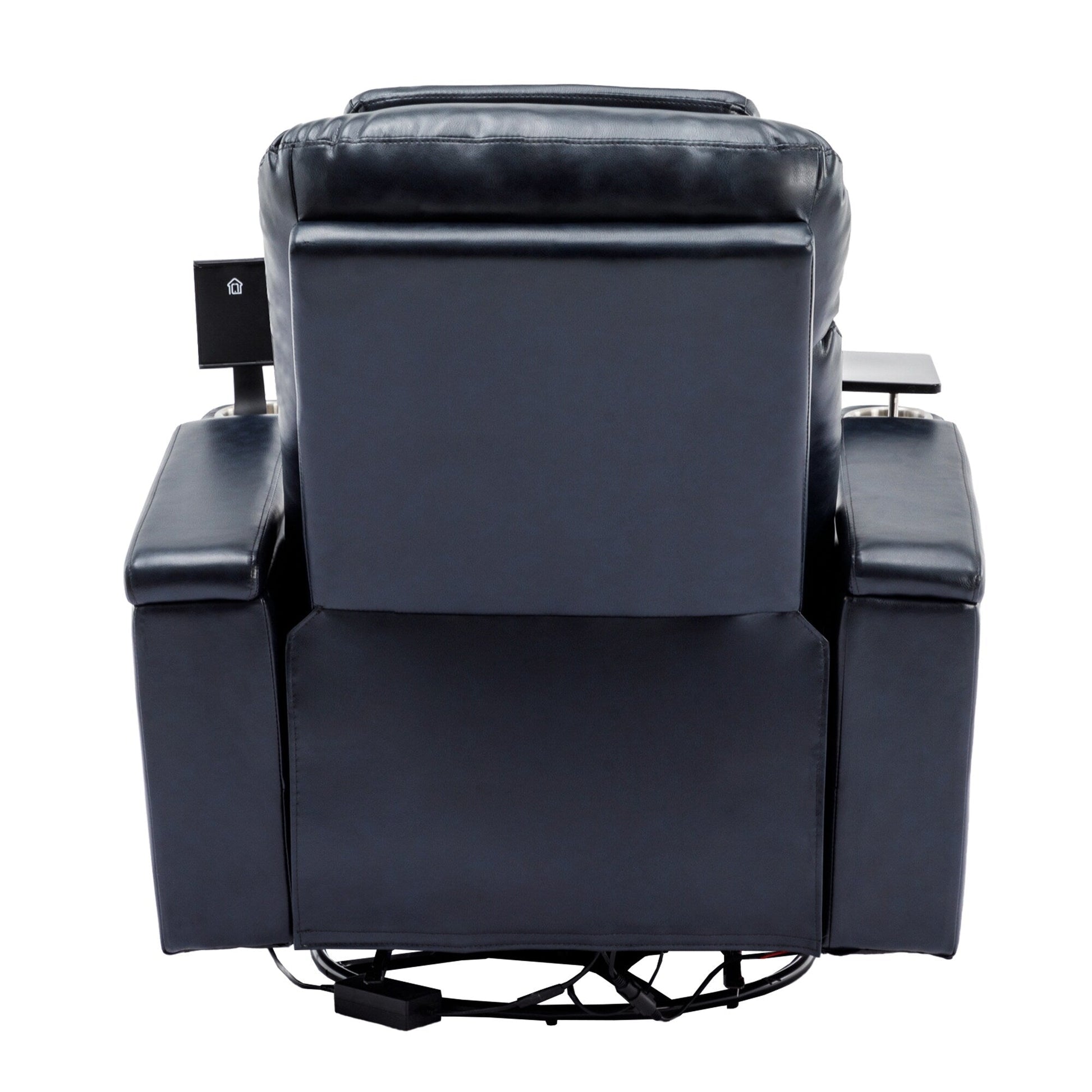 270° Power Swivel Recliner,Home Theater Seating With Hidden Arm Storage and LED Light Strip,Cup Holder