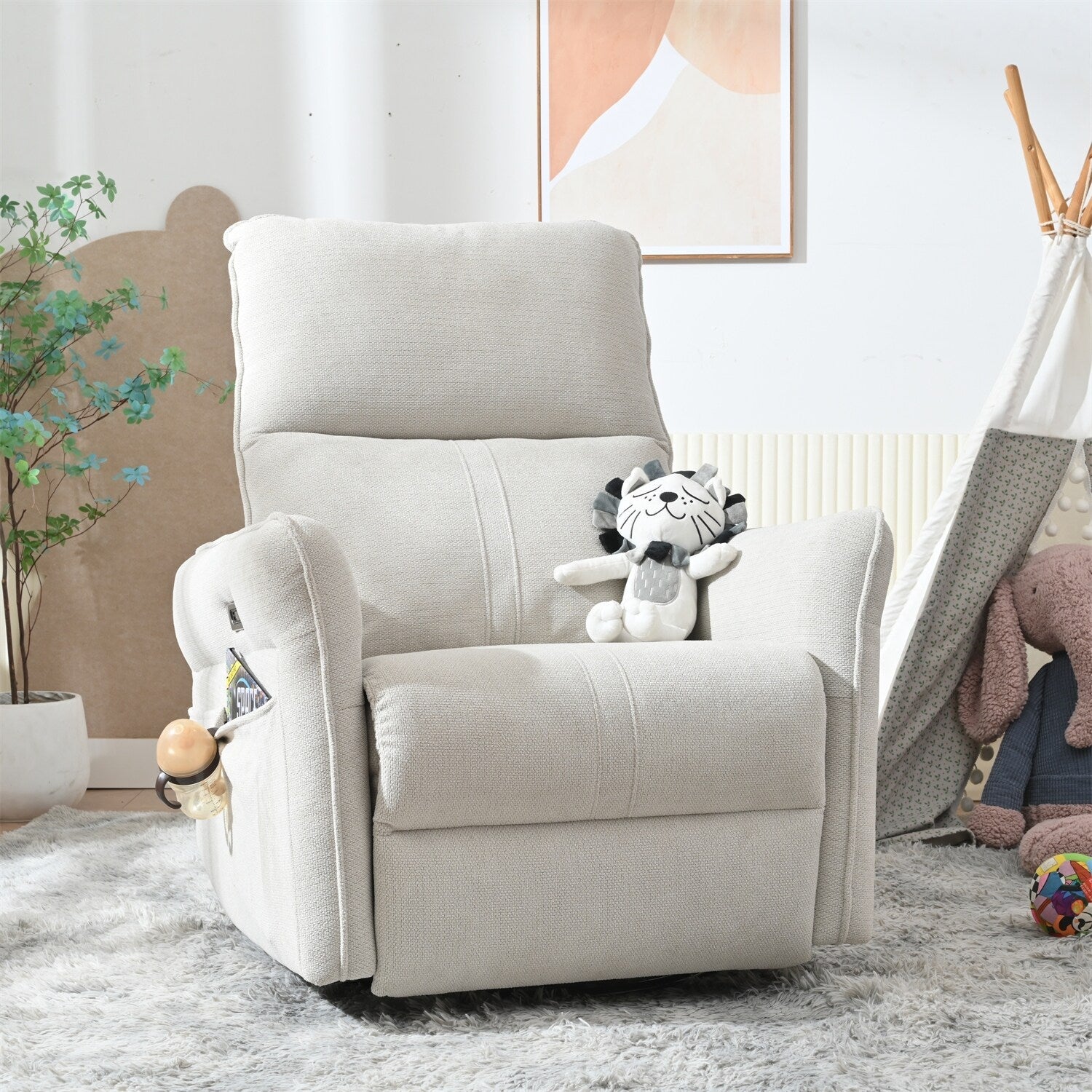 Fauteuil inclinable pivotant et basculant à commande électrique à 270° pour adultes, fauteuil pivotant et basculant, petit fauteuil inclinable électrique