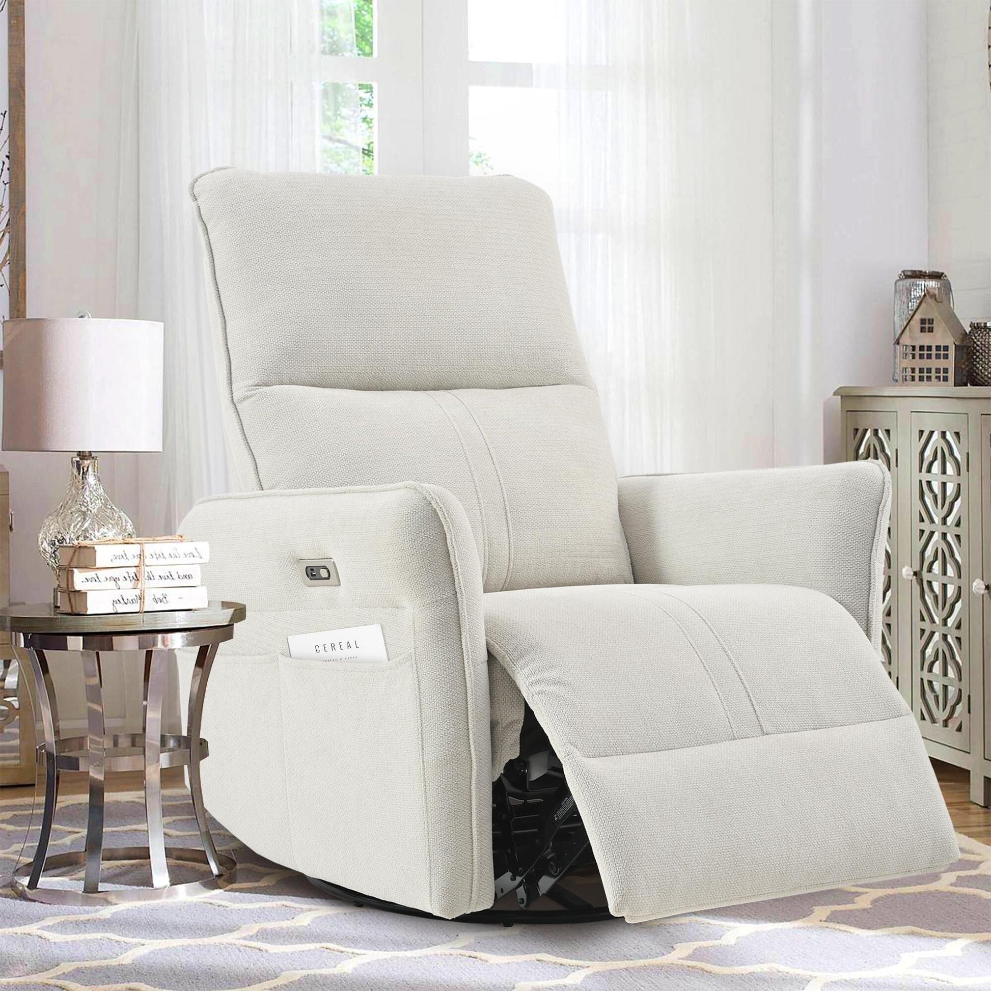 Fauteuil inclinable pivotant et basculant à commande électrique à 270° pour adultes, fauteuil pivotant et basculant, petit fauteuil inclinable électrique