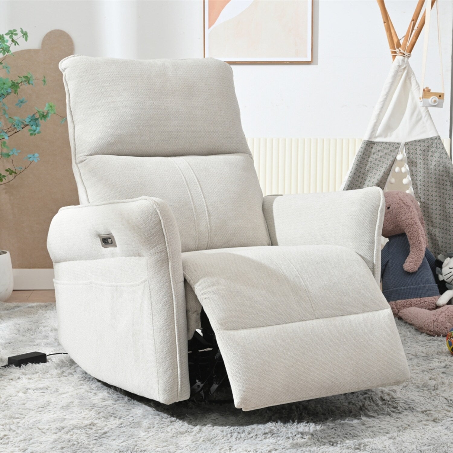 Fauteuil inclinable pivotant et basculant à commande électrique à 270° pour adultes, fauteuil pivotant et basculant, petit fauteuil inclinable électrique