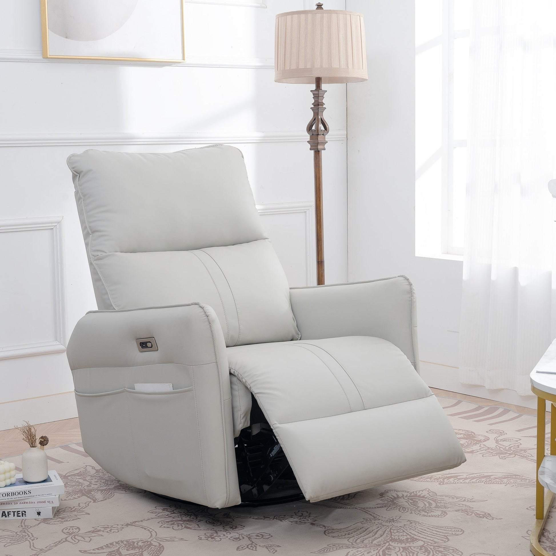 Fauteuil inclinable pivotant à 270°, canapé inclinable électrique à balancement avec ports USB