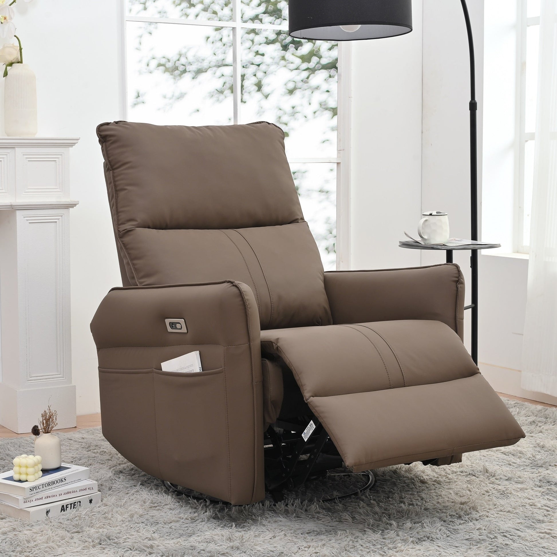 Fauteuil inclinable pivotant à 270°, canapé inclinable électrique à balancement avec ports USB
