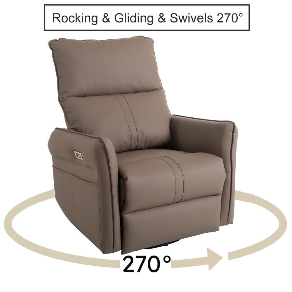 Fauteuil inclinable pivotant à 270°, canapé inclinable électrique à balancement avec ports USB