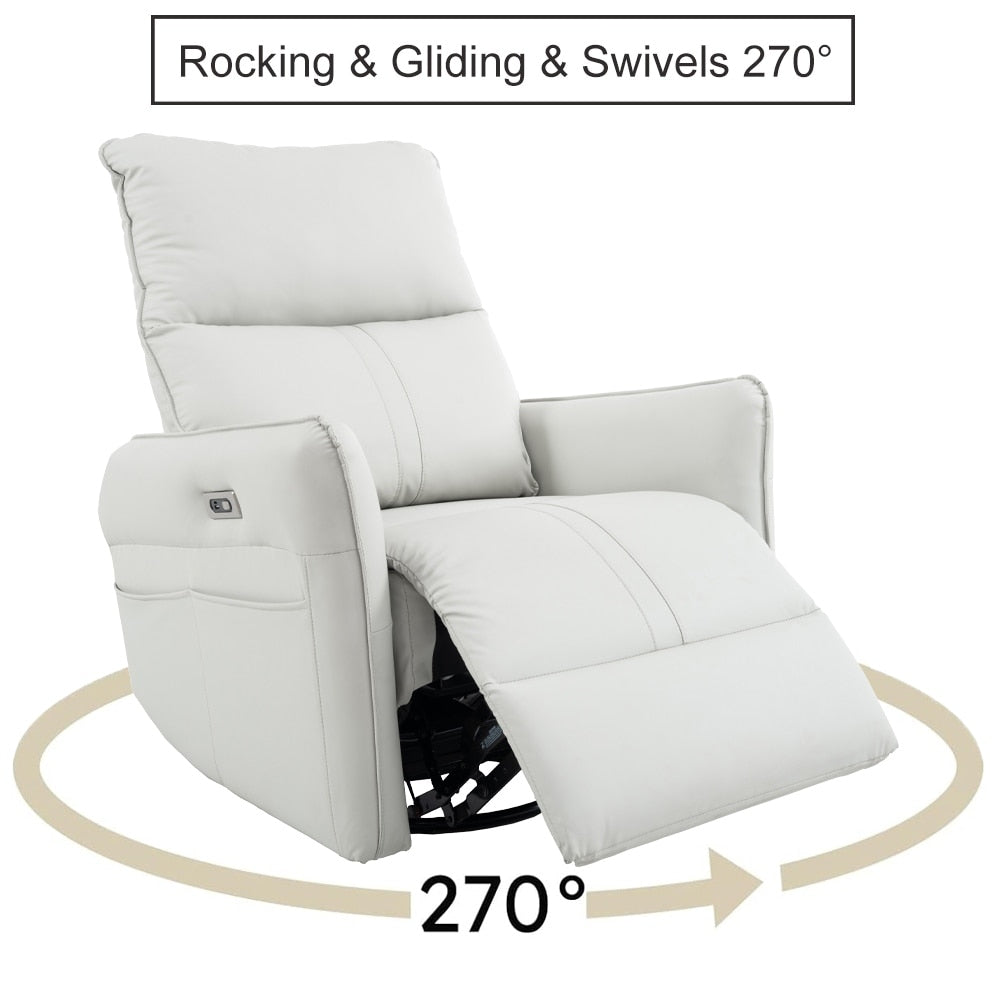 Fauteuil inclinable pivotant à 270°, canapé inclinable électrique à balancement avec ports USB