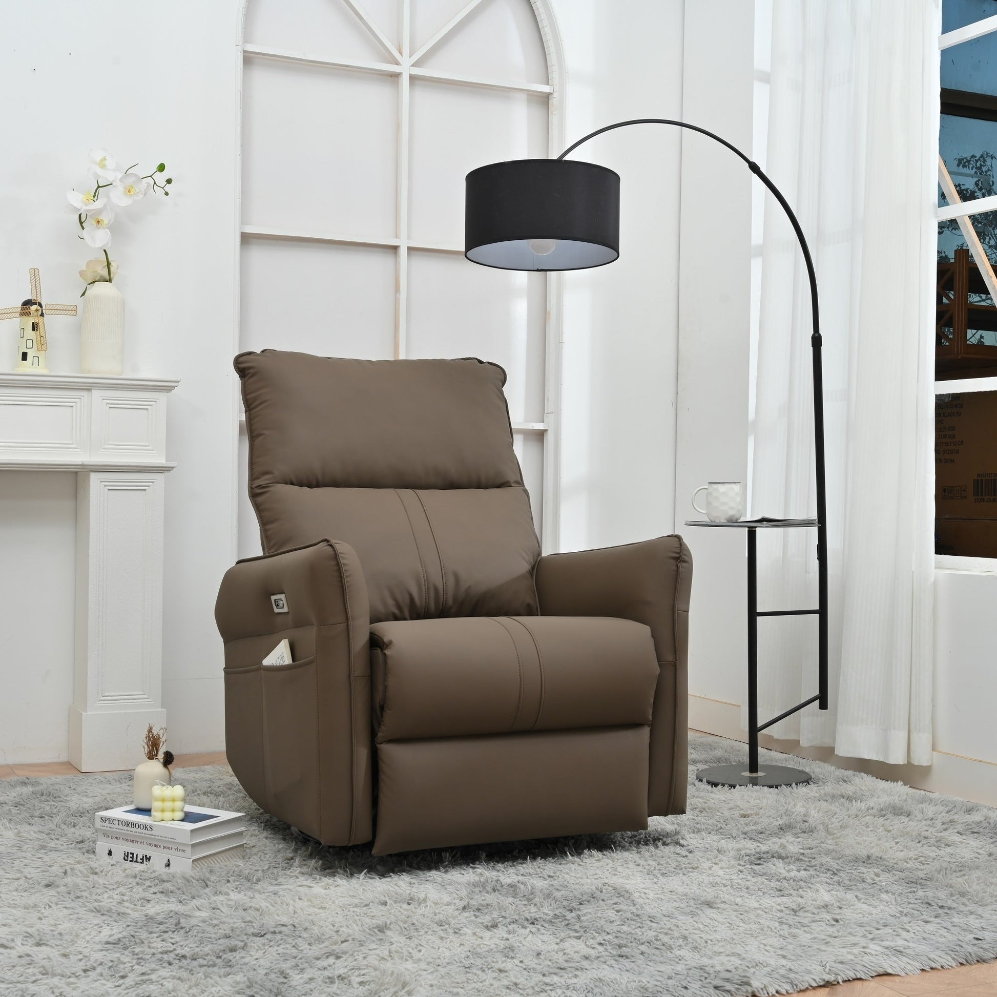 Fauteuil inclinable pivotant à 270°, canapé inclinable électrique à balancement avec ports USB