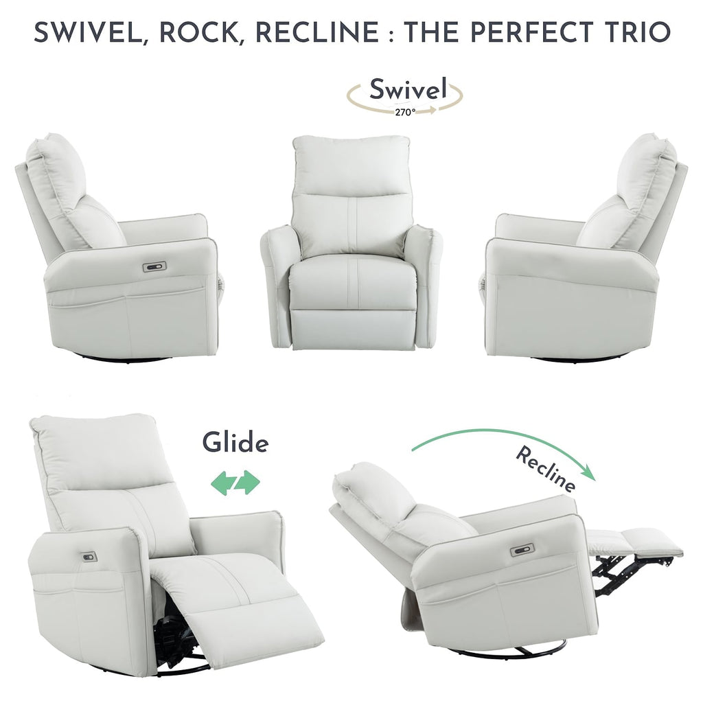 Fauteuil inclinable pivotant à 270°, canapé inclinable électrique à balancement avec ports USB
