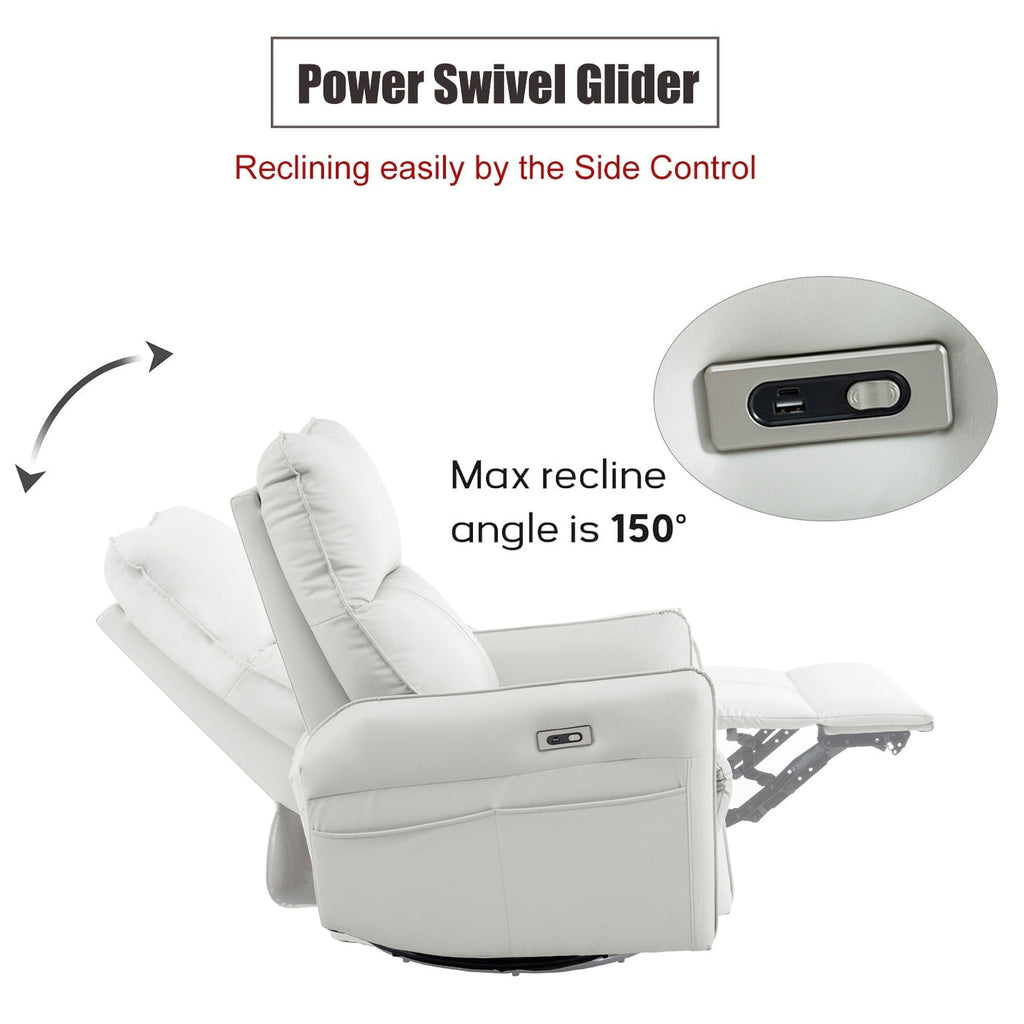 Fauteuil inclinable pivotant à 270°, canapé inclinable électrique à balancement avec ports USB