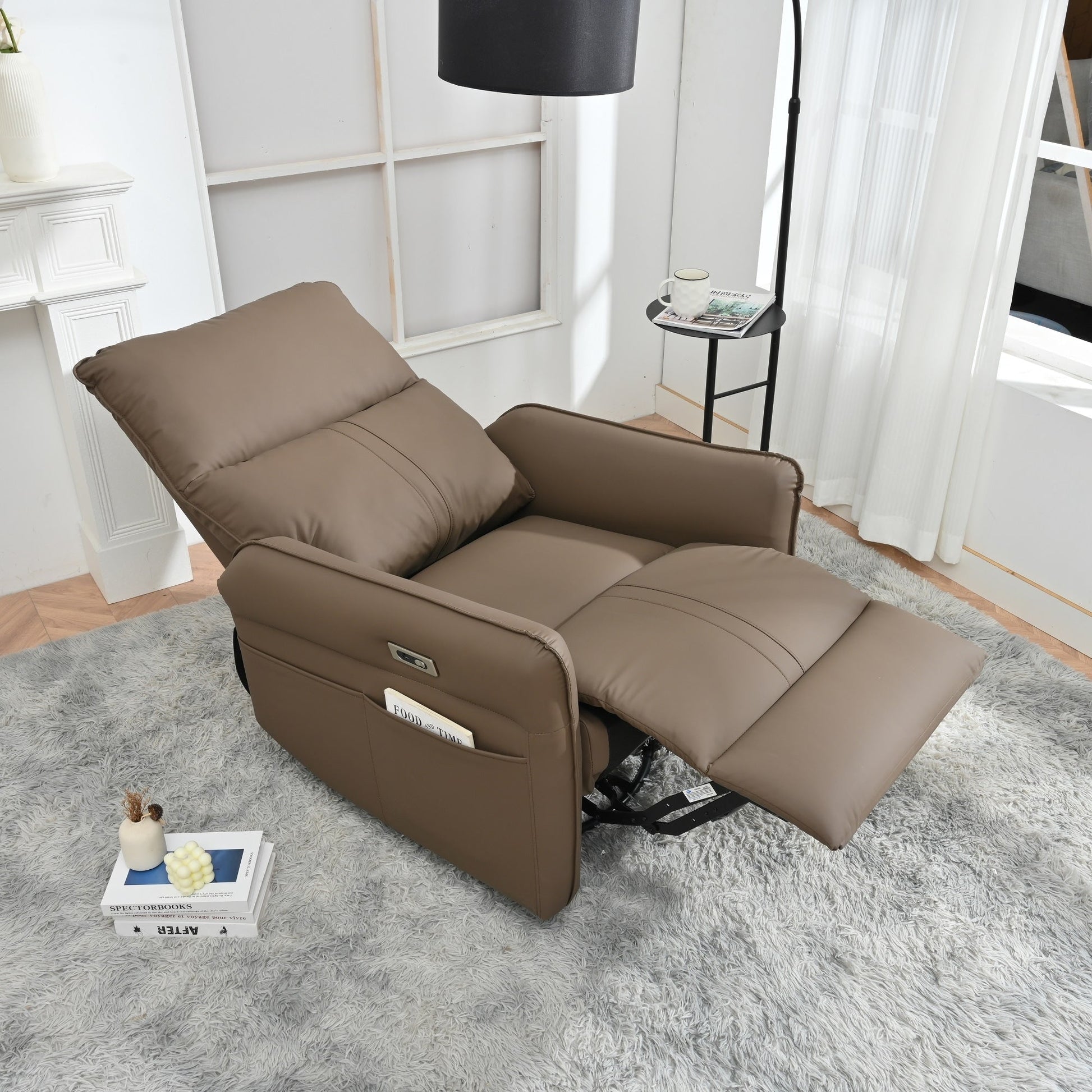 Fauteuil inclinable pivotant à 270°, canapé inclinable électrique à balancement avec ports USB