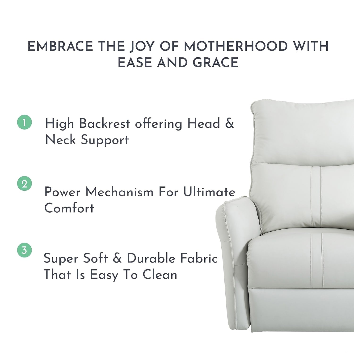 Fauteuil inclinable pivotant à 270°, canapé inclinable électrique à balancement avec ports USB