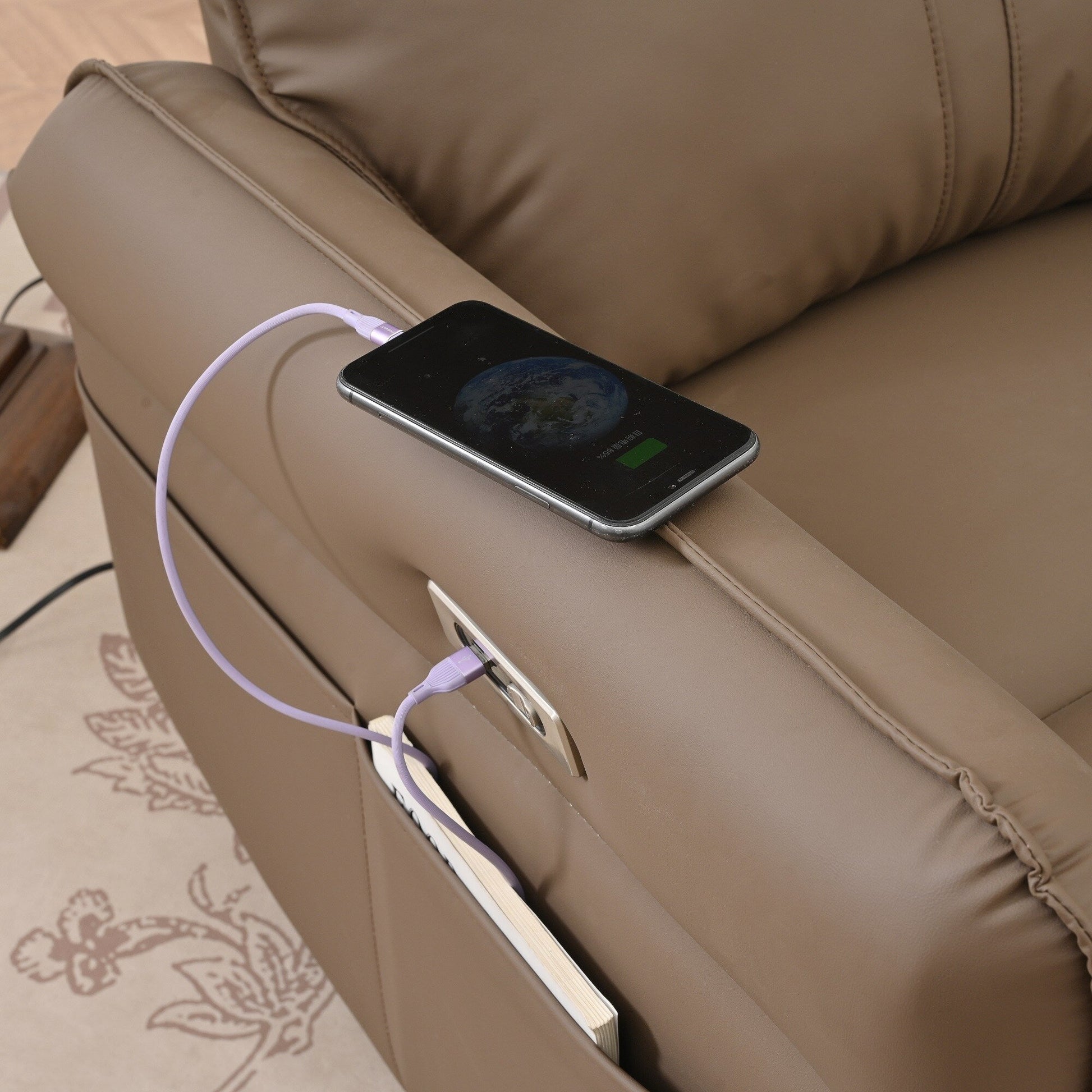 Fauteuil inclinable pivotant à 270°, canapé inclinable électrique à balancement avec ports USB