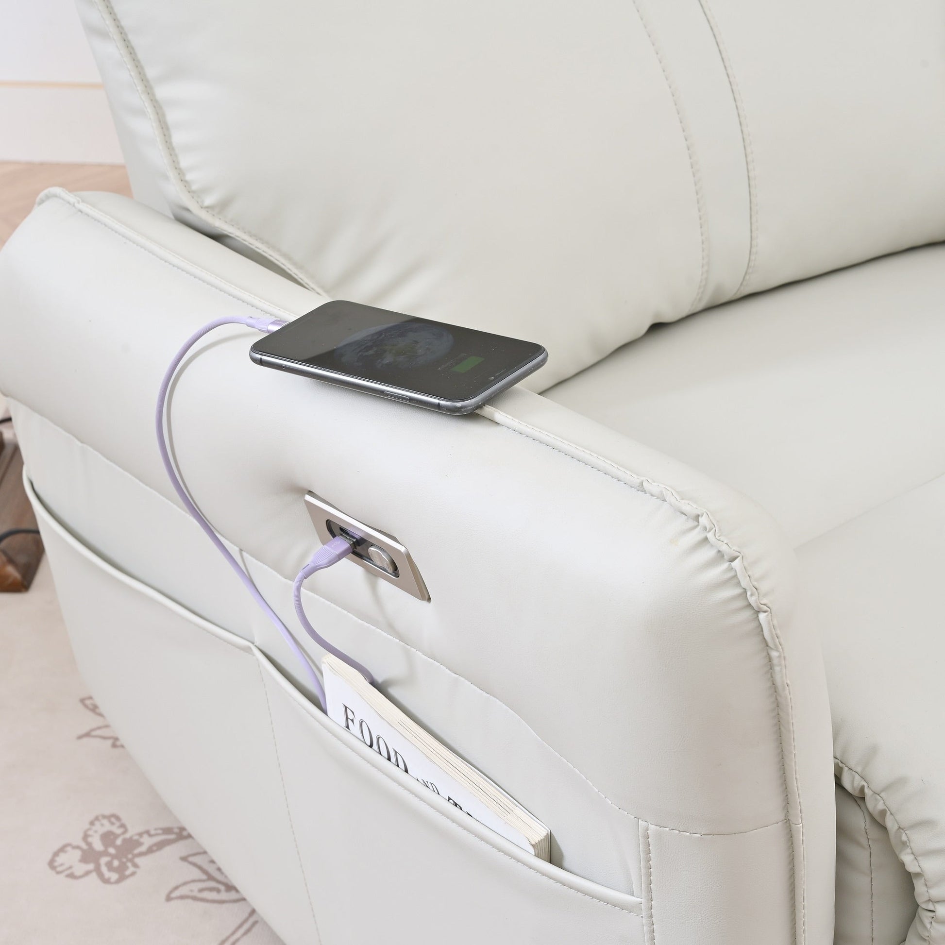Fauteuil inclinable pivotant à 270°, canapé inclinable électrique à balancement avec ports USB