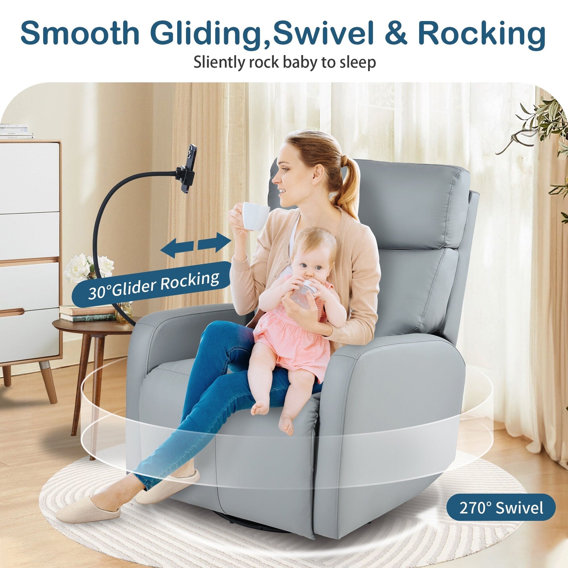 Fauteuil inclinable pivotant à 270° avec fonction électrique