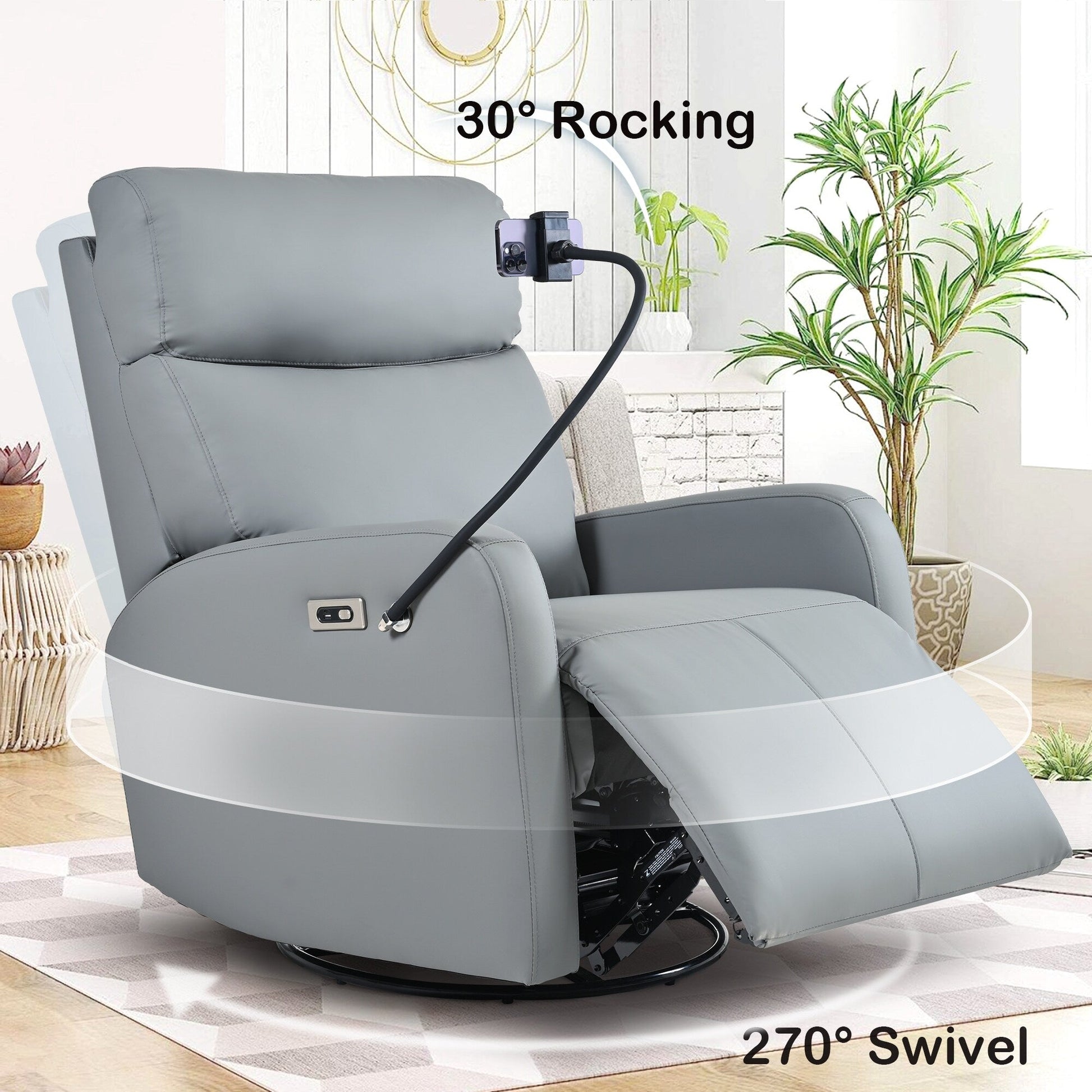 Fauteuil inclinable pivotant à 270° avec fonction électrique