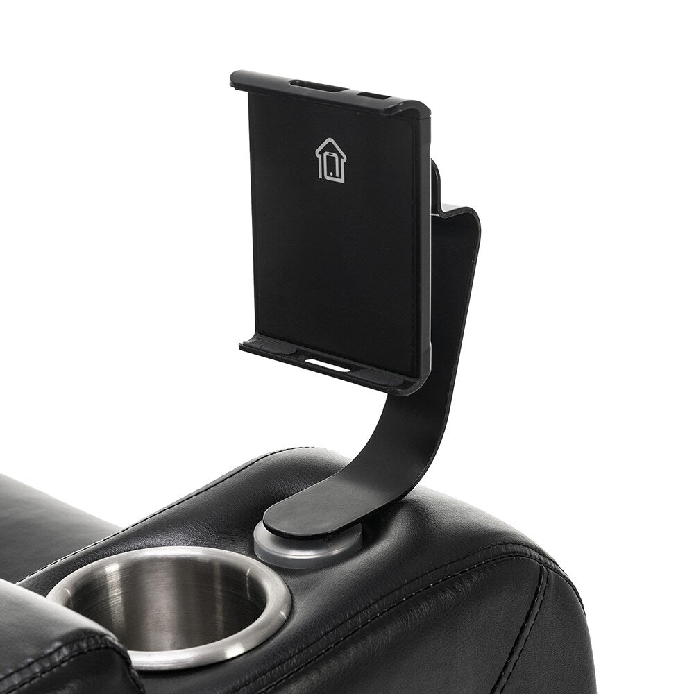 Fauteuil inclinable pivotant à 270°, siège multimédia avec plateau multi-usages et rangement.