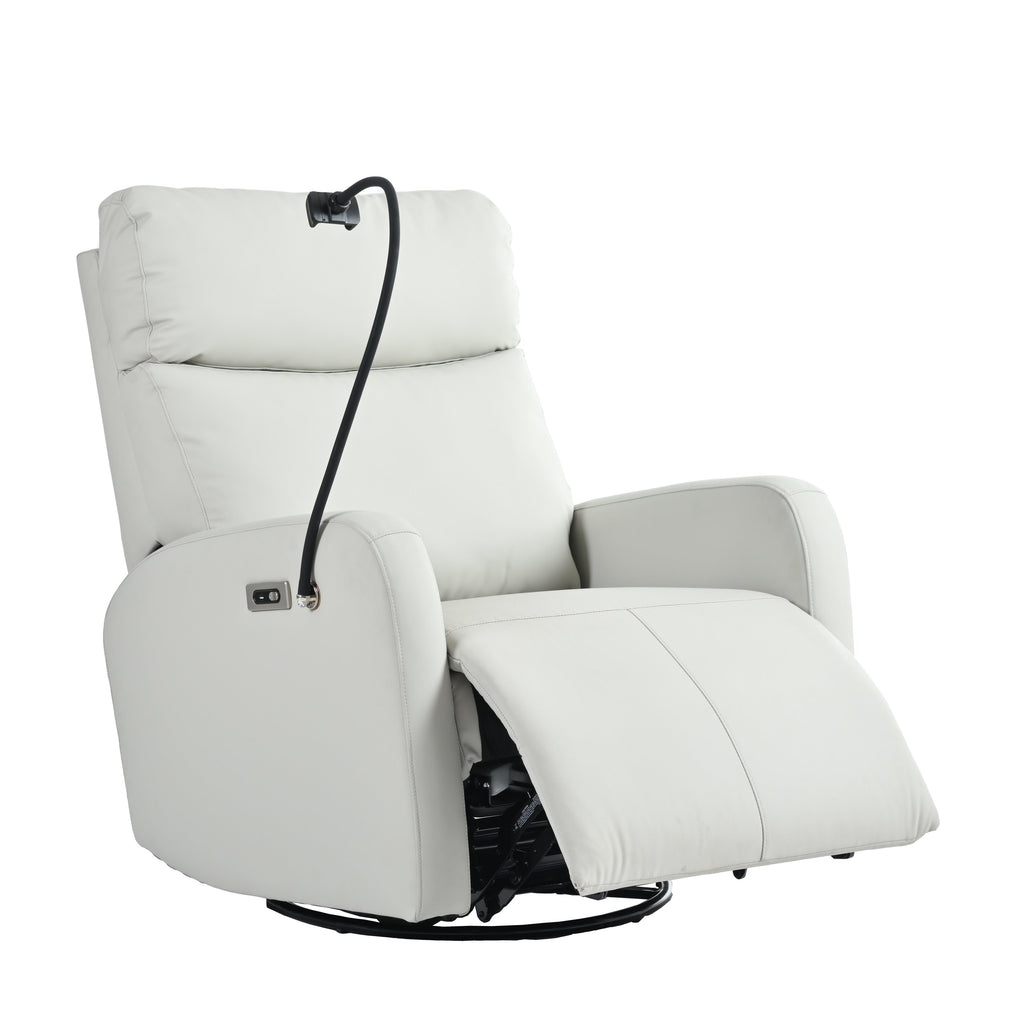 Fauteuil inclinable pivotant à 270° avec ports USB, dossier électrique et confort moelleux pour une relaxation ultime.