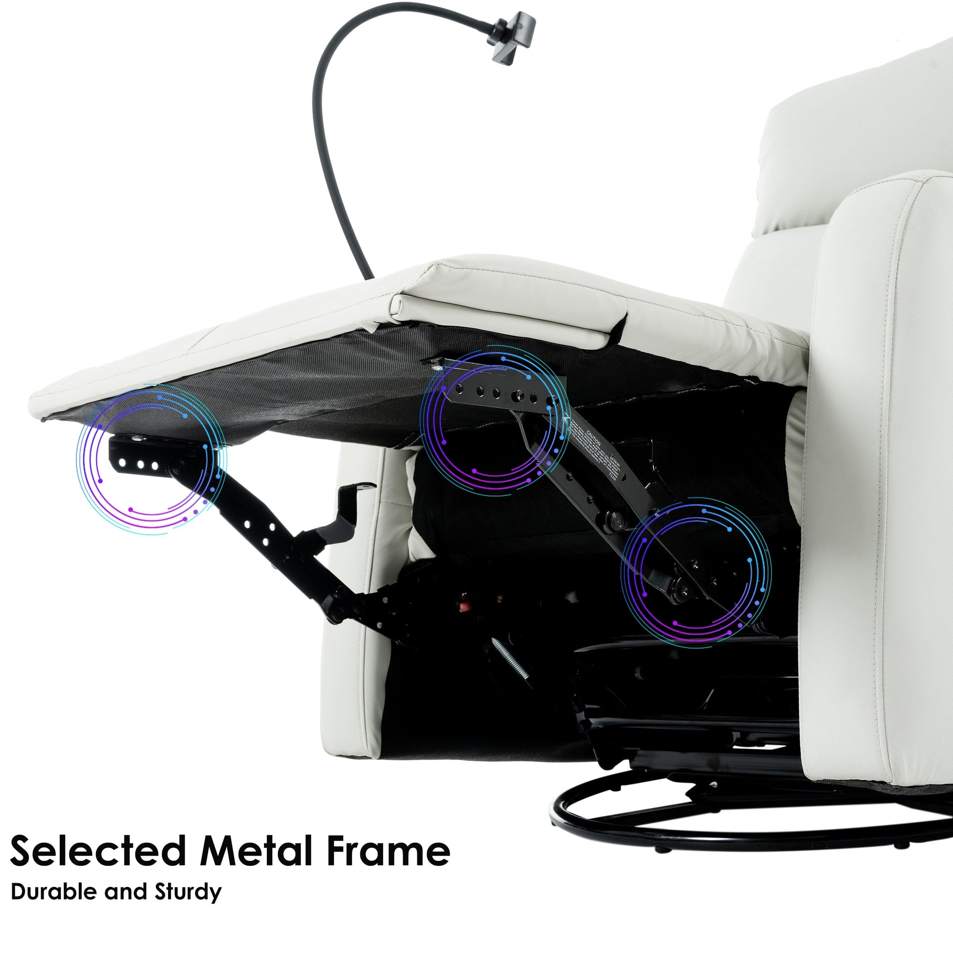 Fauteuil inclinable pivotant à 270° avec ports USB, dossier électrique et confort moelleux pour une relaxation ultime.
