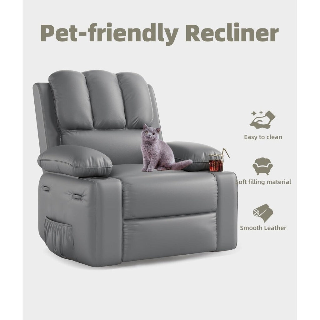 Fauteuils inclinables pivotants à 360° de 68,5 cm (27 pouces) surdimensionnés avec fonction de massage et de chauffe.