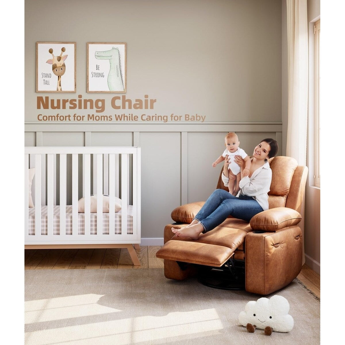 Fauteuils inclinables pivotants à 360° de 68,5 cm (27 pouces) surdimensionnés avec fonction de massage et de chauffe.