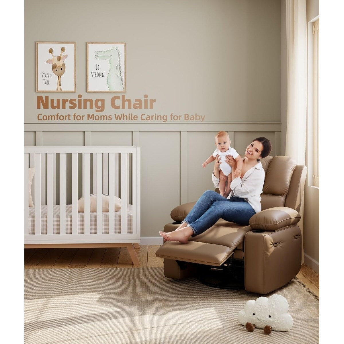 Fauteuils inclinables pivotants à 360° de 68,5 cm (27 pouces) surdimensionnés avec fonction de massage et de chauffe.