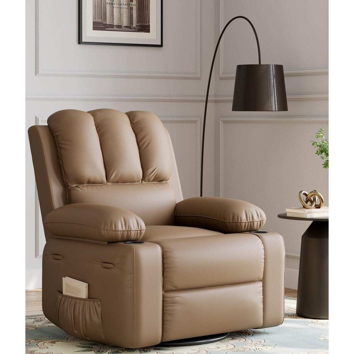 Fauteuils inclinables pivotants à 360° de 68,5 cm (27 pouces) surdimensionnés avec fonction de massage et de chauffe.