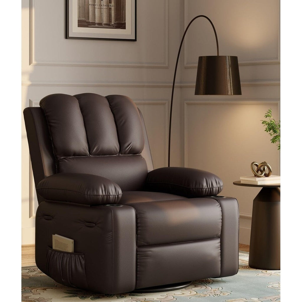 Fauteuils inclinables pivotants à 360° de 68,5 cm (27 pouces) surdimensionnés avec fonction de massage et de chauffe.