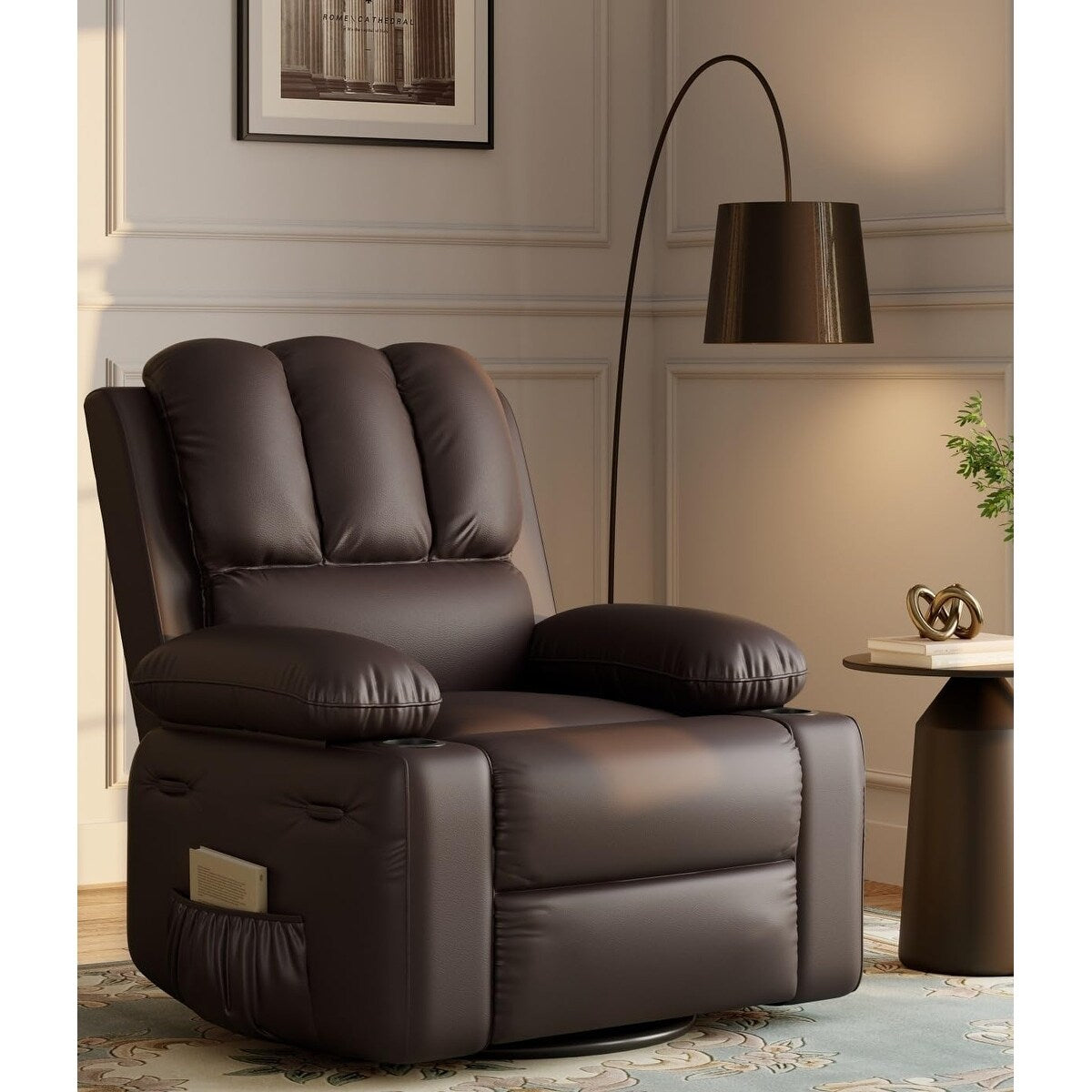 Fauteuils inclinables pivotants à 360° de 68,5 cm (27 pouces) surdimensionnés avec fonction de massage et de chauffe.