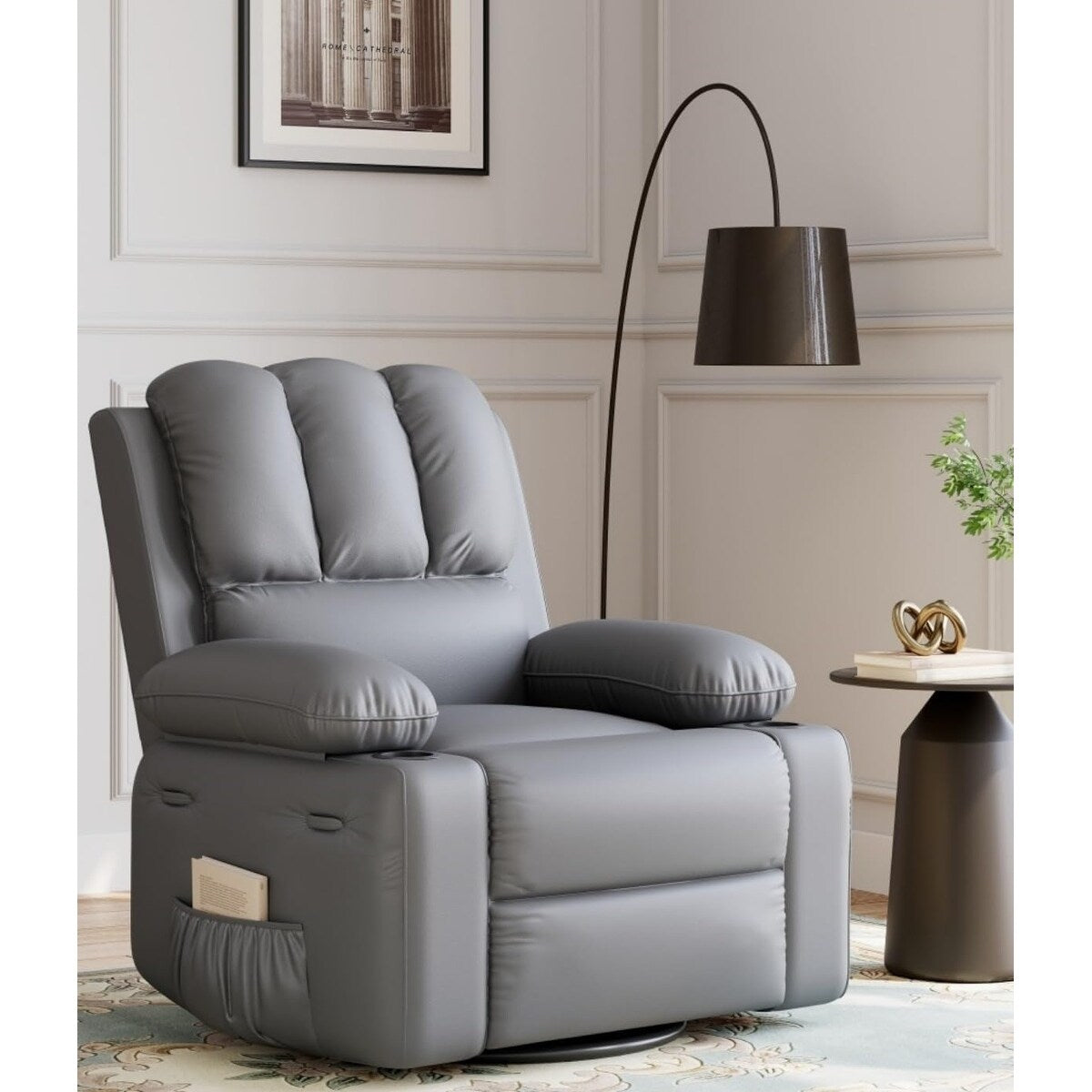 Fauteuils inclinables pivotants à 360° de 68,5 cm (27 pouces) surdimensionnés avec fonction de massage et de chauffe.