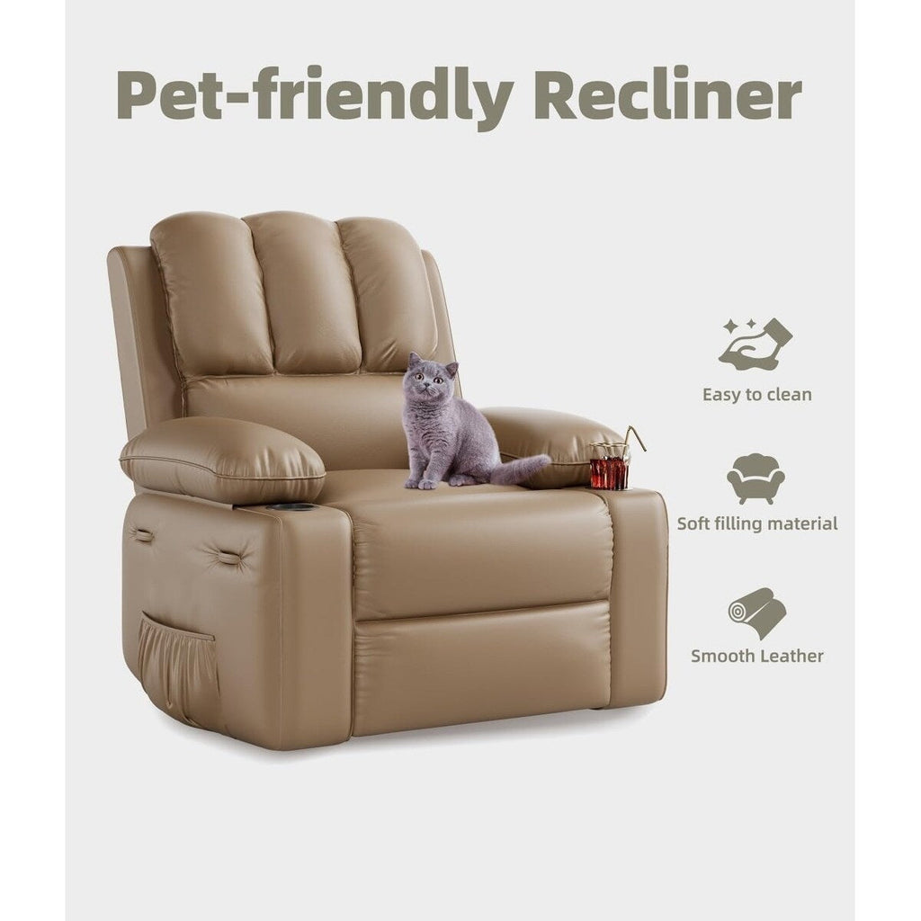 Fauteuils inclinables pivotants à 360° de 68,5 cm (27 pouces) surdimensionnés avec fonction de massage et de chauffe.