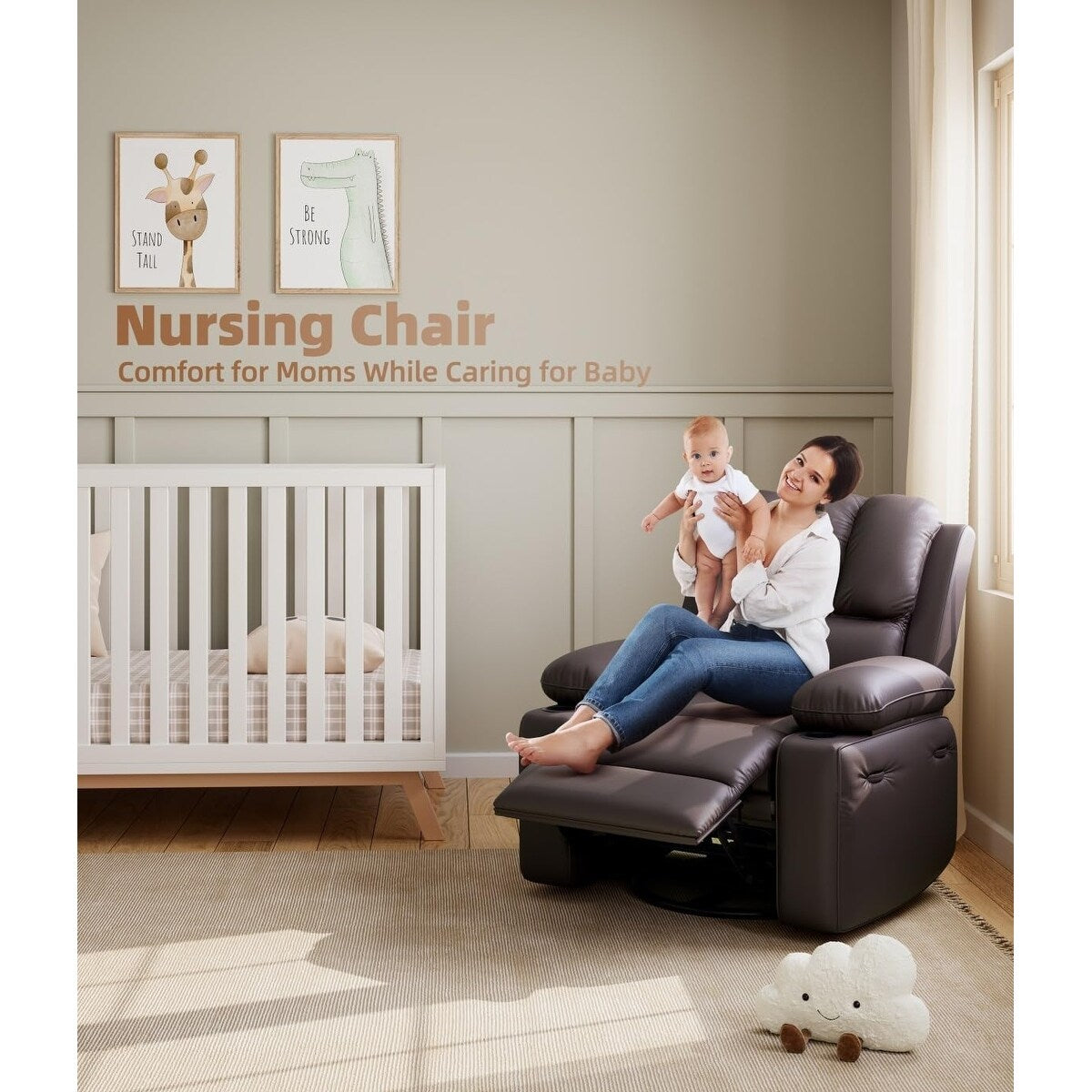 Fauteuils inclinables pivotants à 360° de 68,5 cm (27 pouces) surdimensionnés avec fonction de massage et de chauffe.