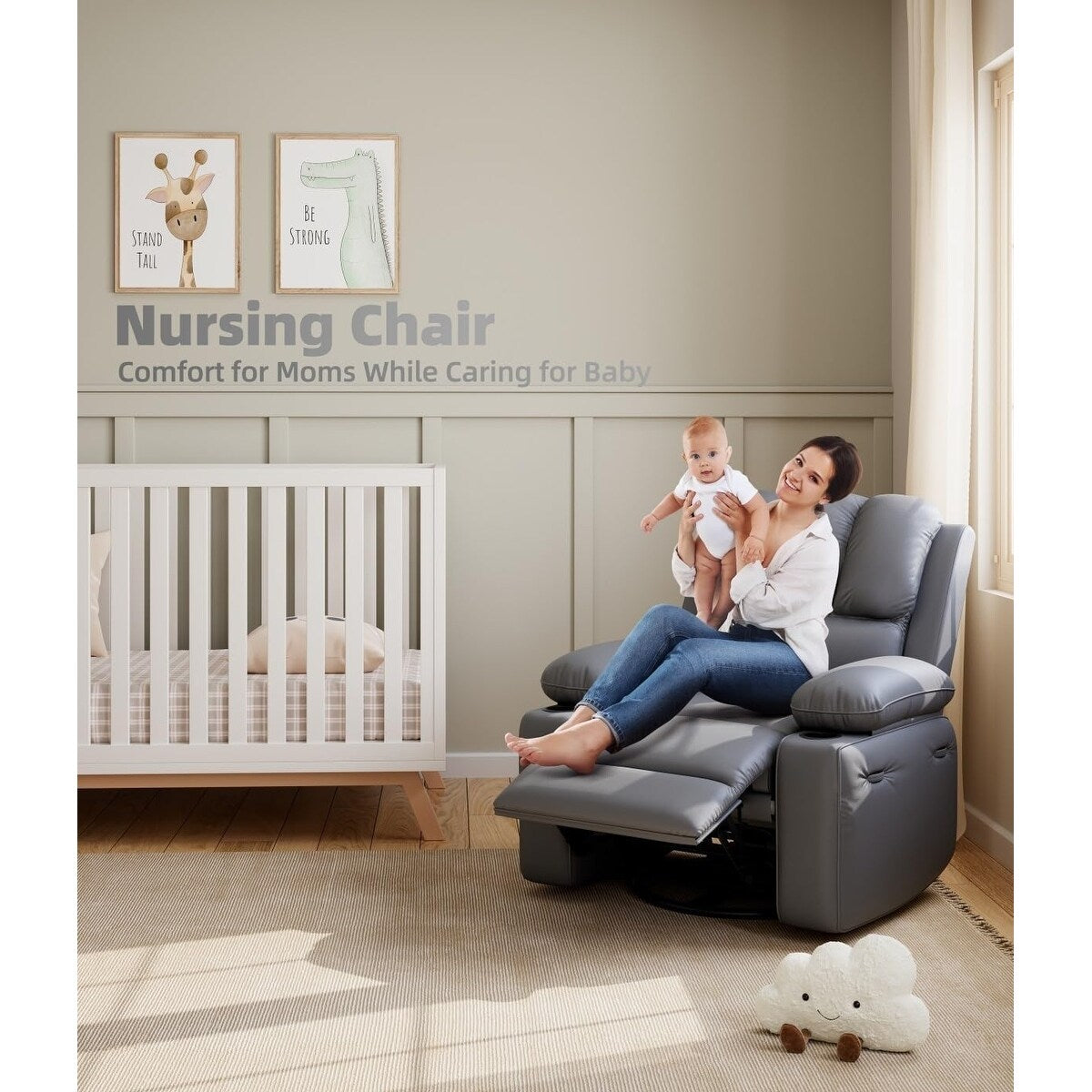 Fauteuils inclinables pivotants à 360° de 68,5 cm (27 pouces) surdimensionnés avec fonction de massage et de chauffe.
