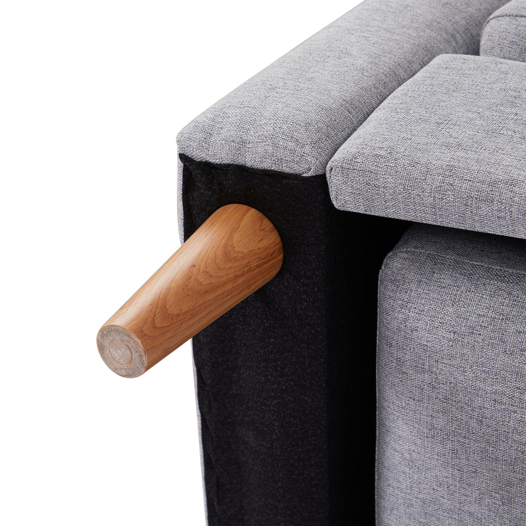 Canapé-lit 3 places en tissu réglable de 72 cm avec lit escamotable, méridienne et poches de rangement dans les accoudoirs