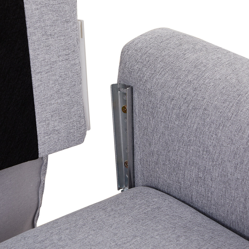 Canapé-lit en forme de L avec chaise longue, lit escamotable et poches de rangement, en tissu réglable, 72 cm (28,35 pouces)