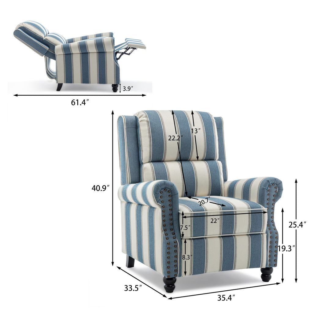 2 chaises inclinables à commande manuelle avec garniture à clous cloutés