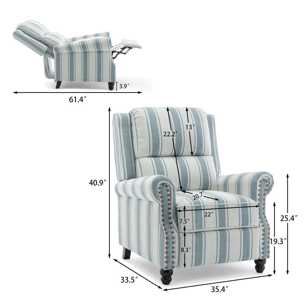 2 chaises inclinables à commande manuelle avec garniture à clous cloutés