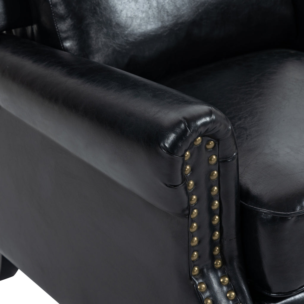 2 chaises inclinables à commande manuelle avec garniture à clous cloutés
