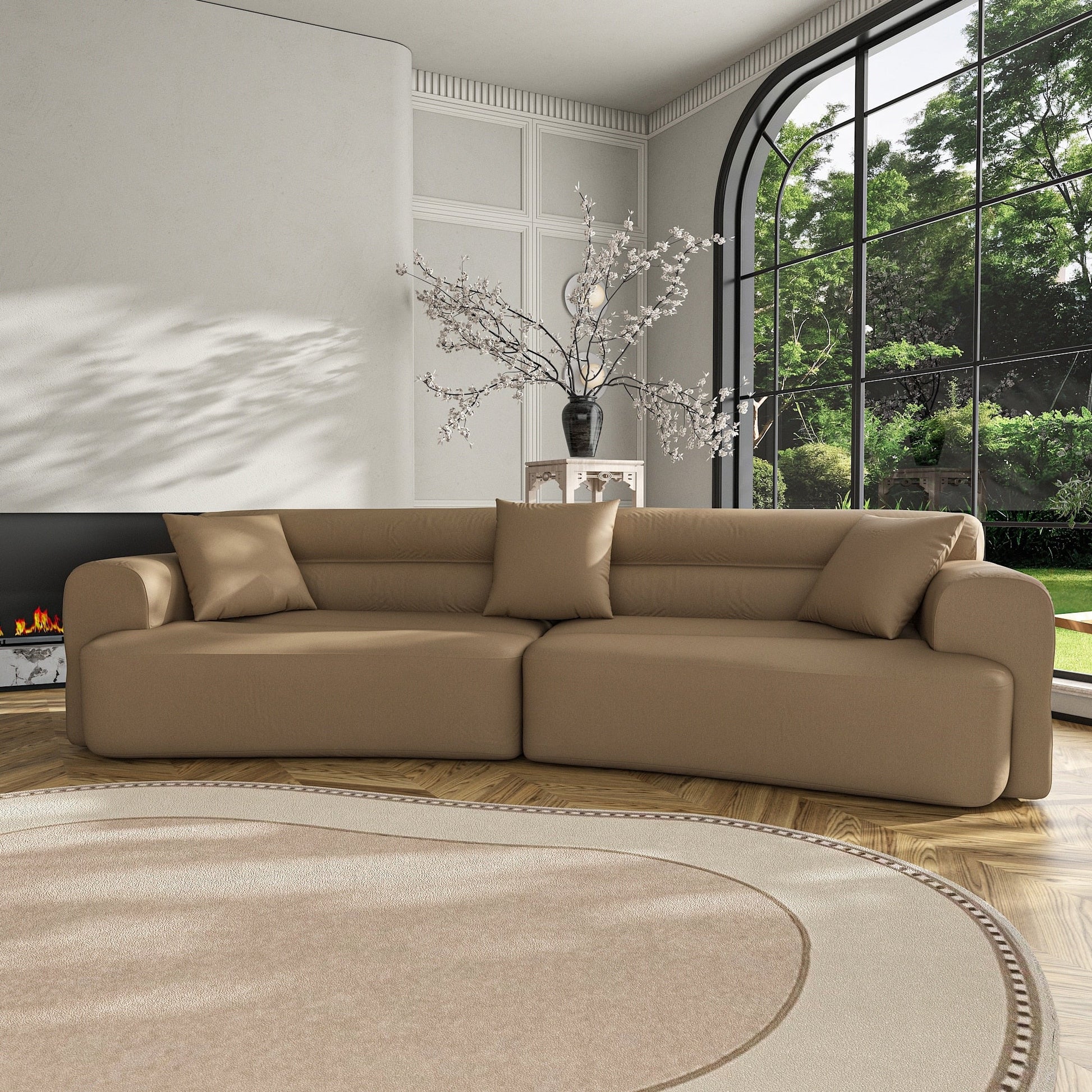 Canapé confortable en tissu pour 3 à 5 personnes avec 3 coussins moelleux