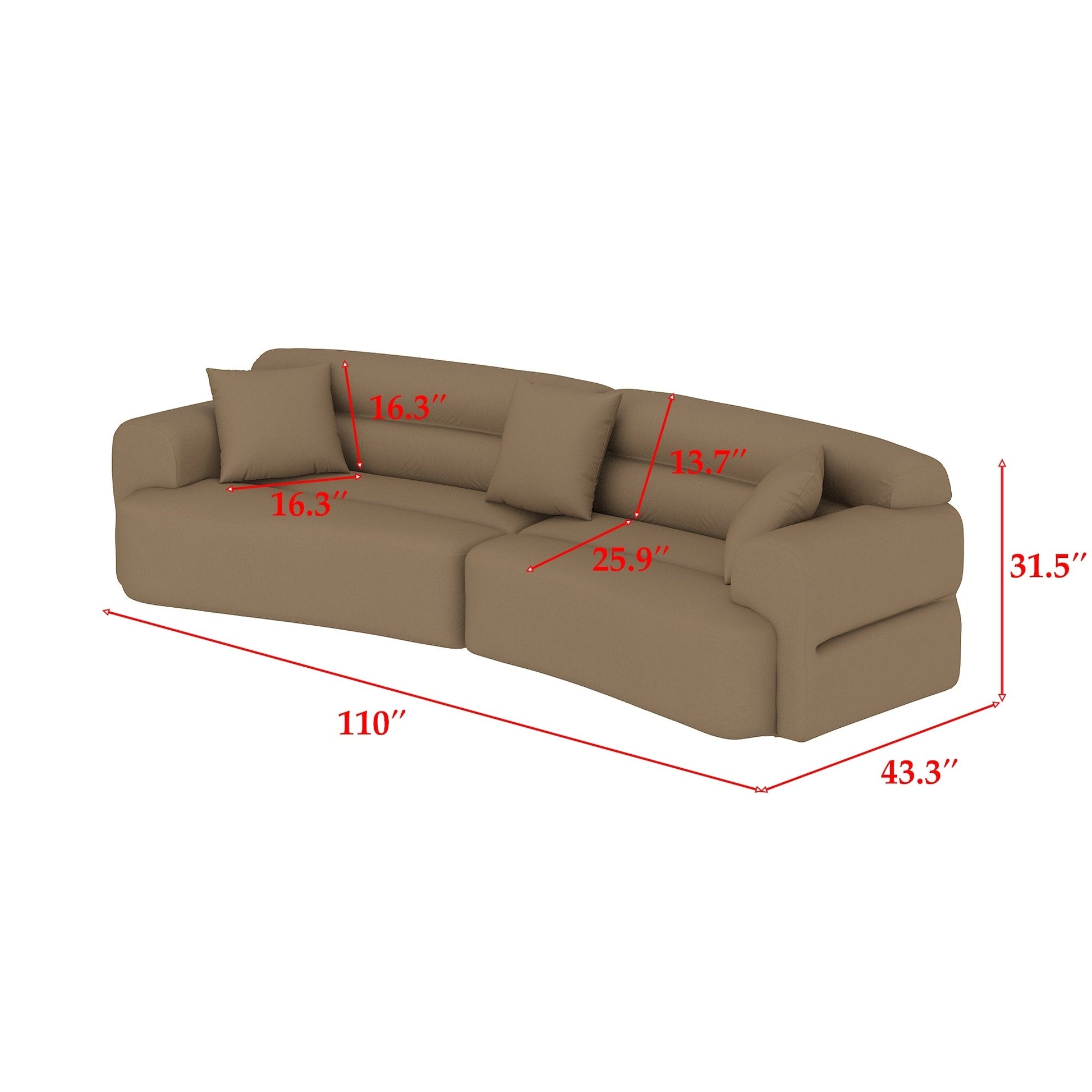 Canapé confortable en tissu pour 3 à 5 personnes avec 3 coussins moelleux