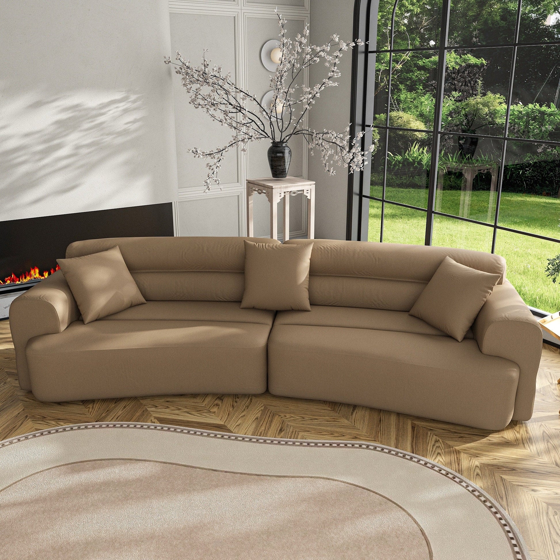 Canapé confortable en tissu pour 3 à 5 personnes avec 3 coussins moelleux