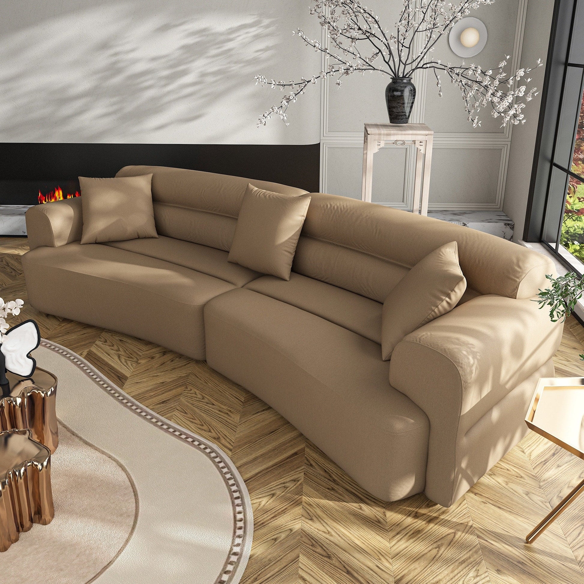 Canapé confortable en tissu pour 3 à 5 personnes avec 3 coussins moelleux