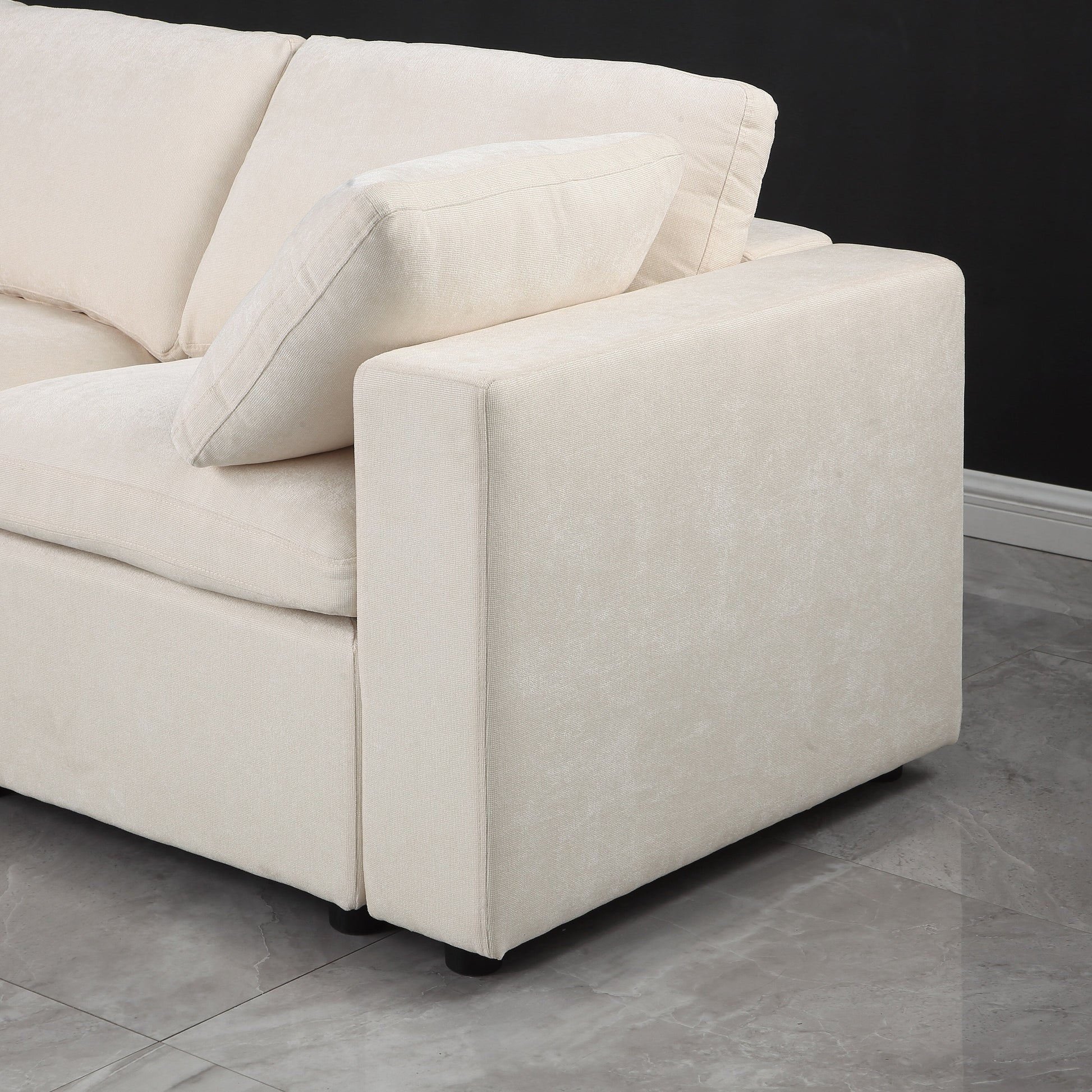 3-Piece Chenille Modular Sectional Sofa Set with Armless and Corner Chairs