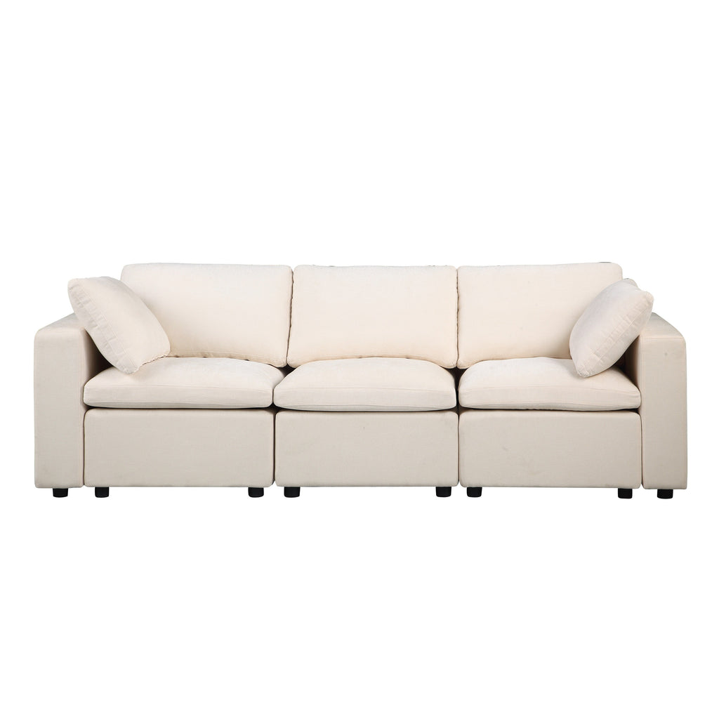 3-Piece Chenille Modular Sectional Sofa Set with Armless and Corner Chairs