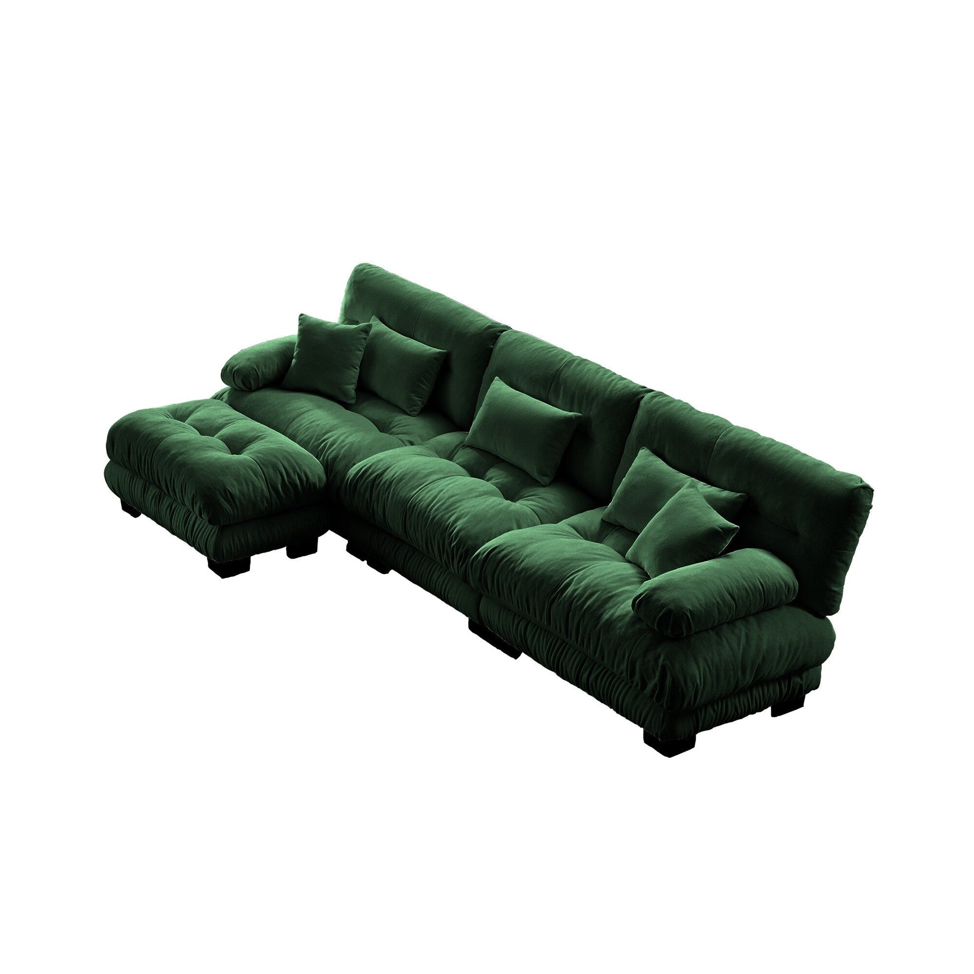 Canapé d'angle modulaire 3 places, canapé profond en forme de L, canapé nuage avec pouf convertible pour salon.