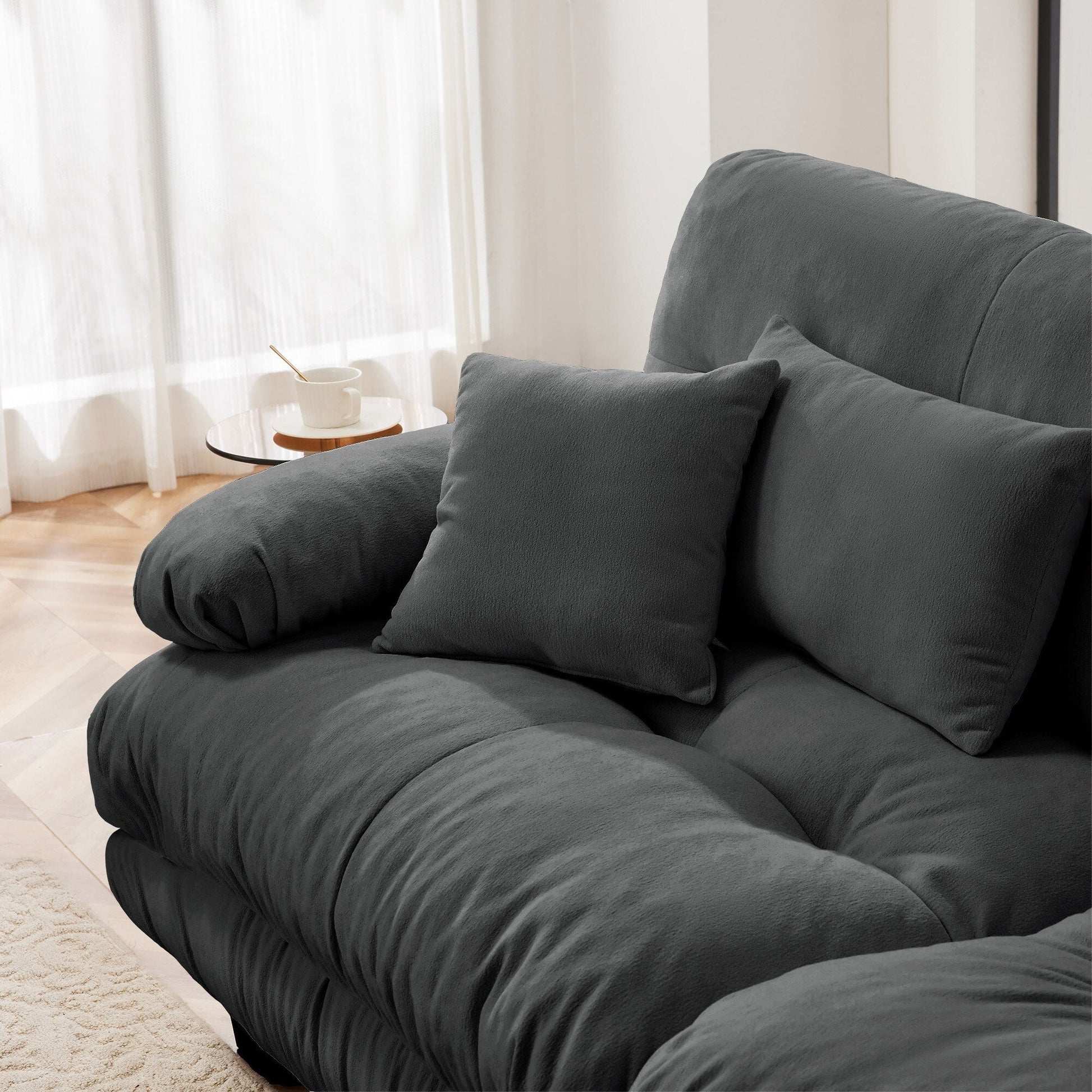 Canapé d'angle modulaire 3 places, canapé profond en forme de L, canapé nuage avec pouf convertible pour salon.