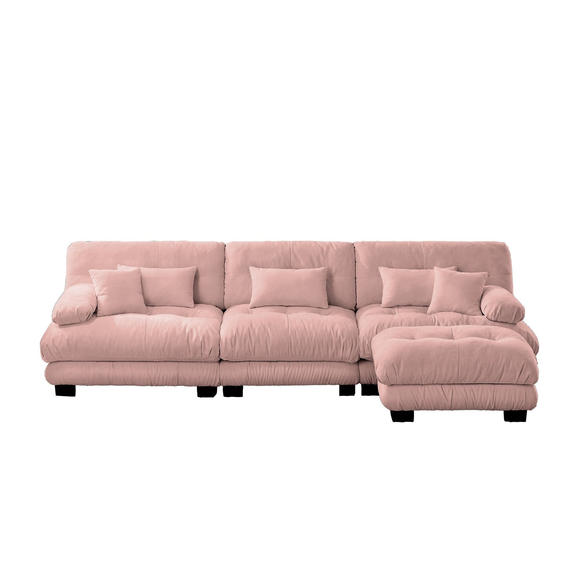 Canapé d'angle modulaire 3 places, canapé profond en forme de L, canapé nuage avec pouf convertible pour salon.
