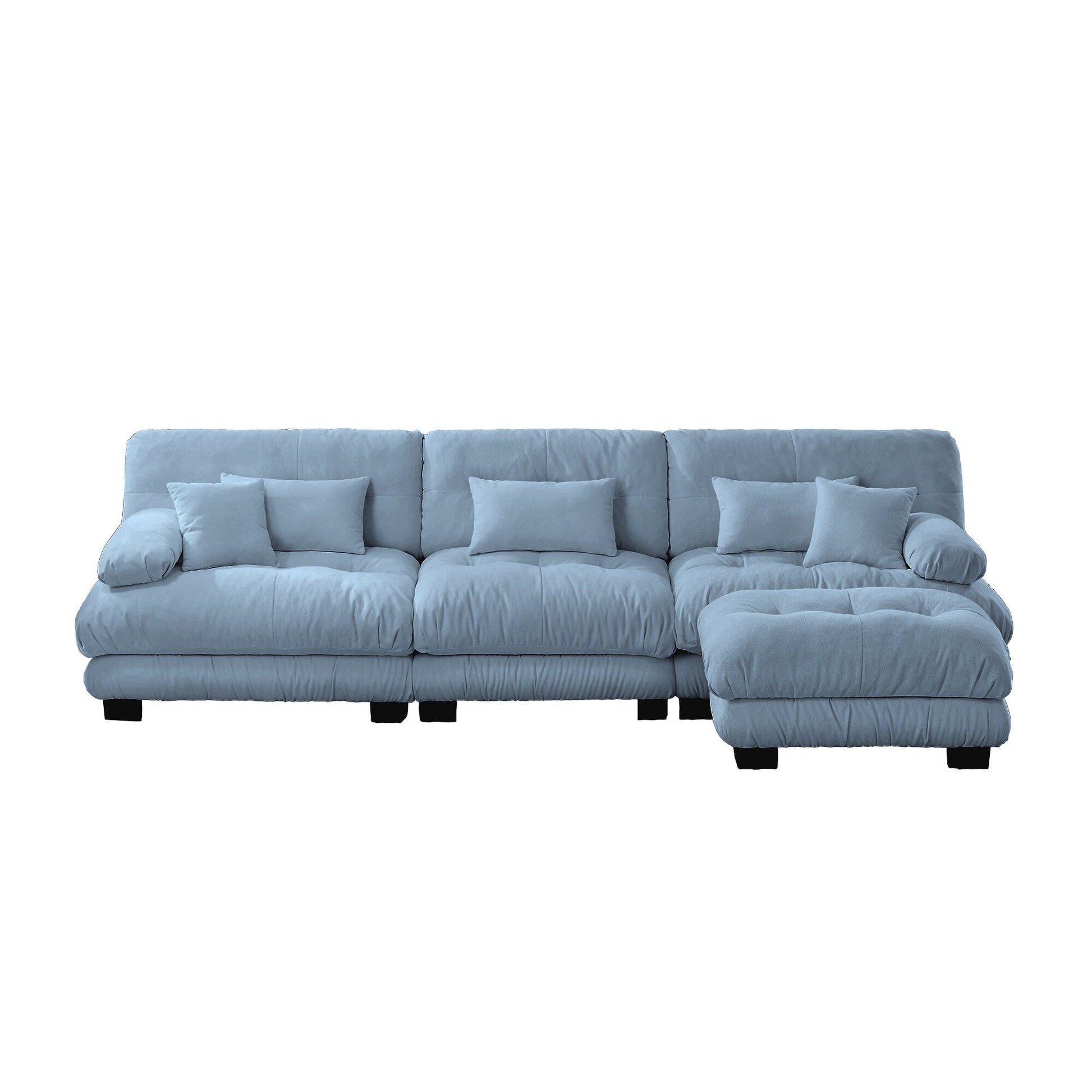 Canapé d'angle modulaire 3 places, canapé profond en forme de L, canapé nuage avec pouf convertible pour salon.