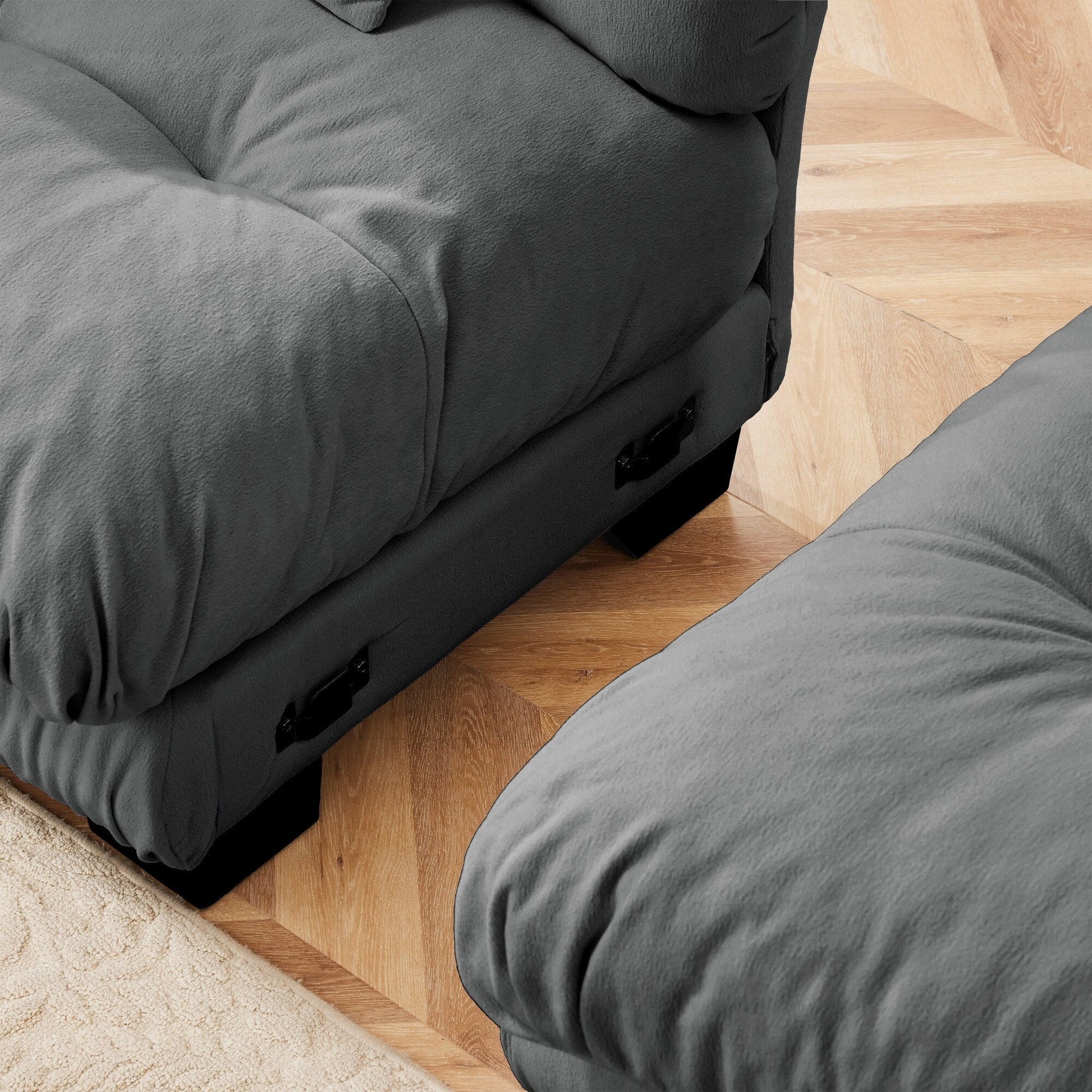 Canapé d'angle modulaire 3 places, canapé profond en forme de L, canapé nuage avec pouf convertible pour salon.