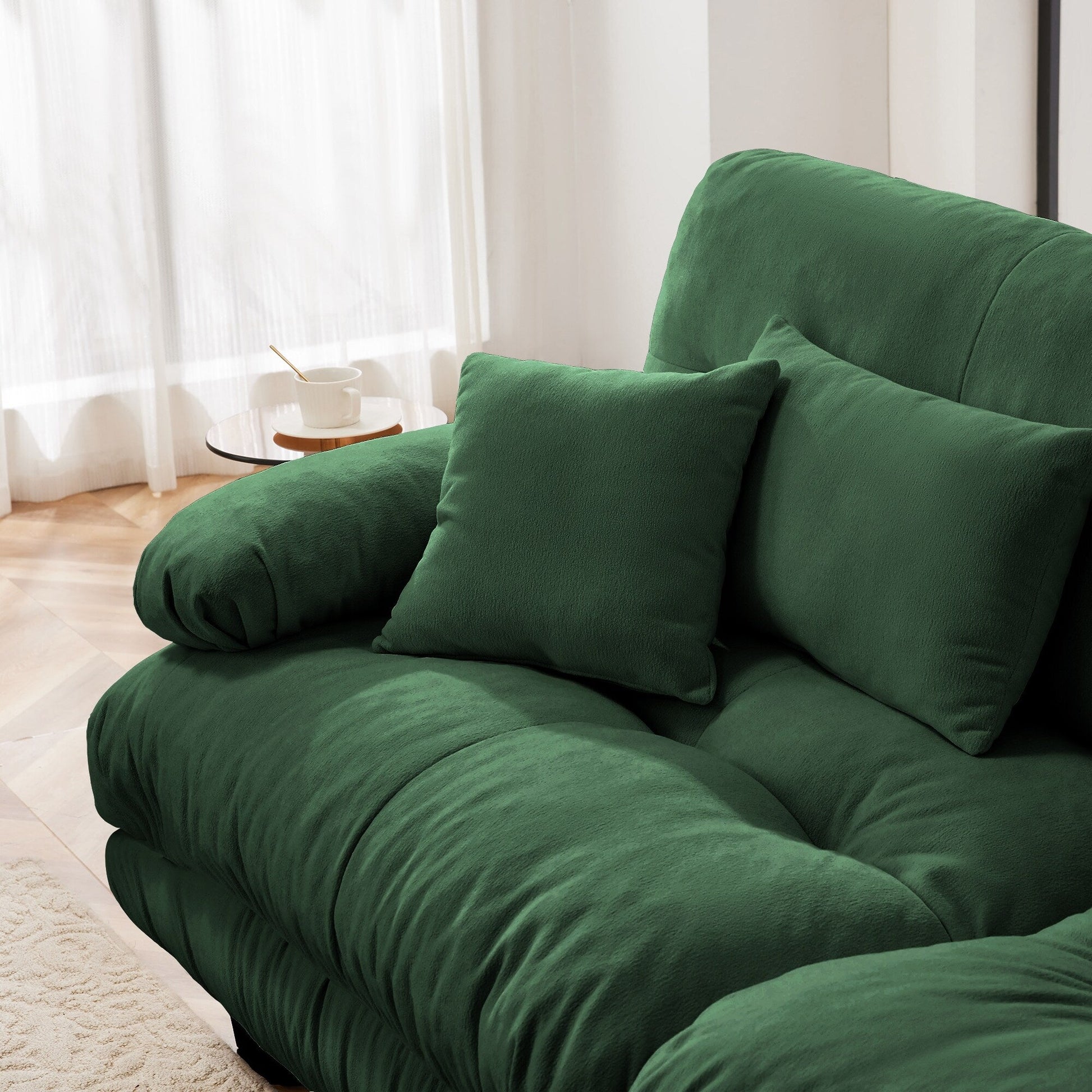 Canapé d'angle modulaire 3 places, canapé profond en forme de L, canapé nuage avec pouf convertible pour salon.
