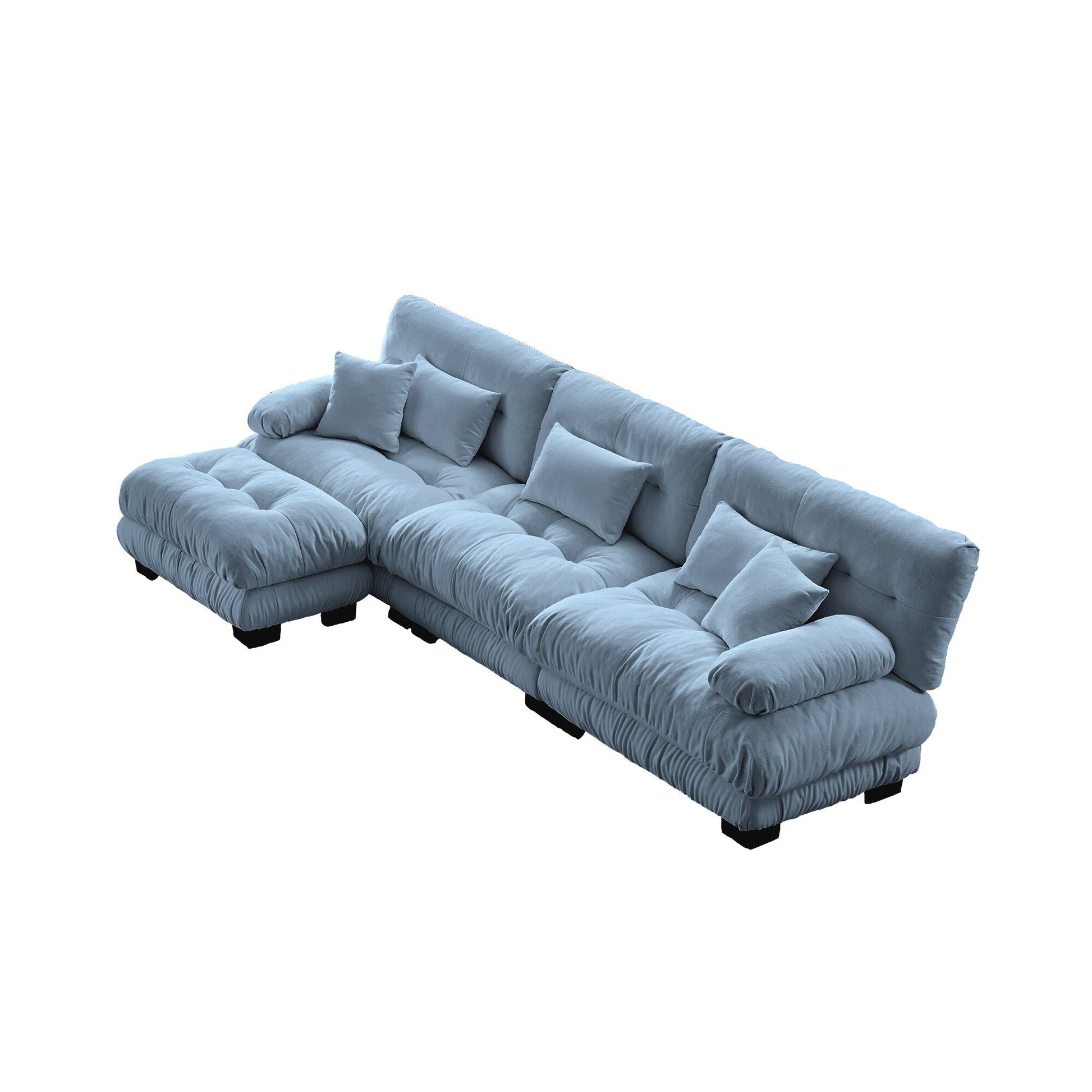 Canapé d'angle modulaire 3 places, canapé profond en forme de L, canapé nuage avec pouf convertible pour salon.